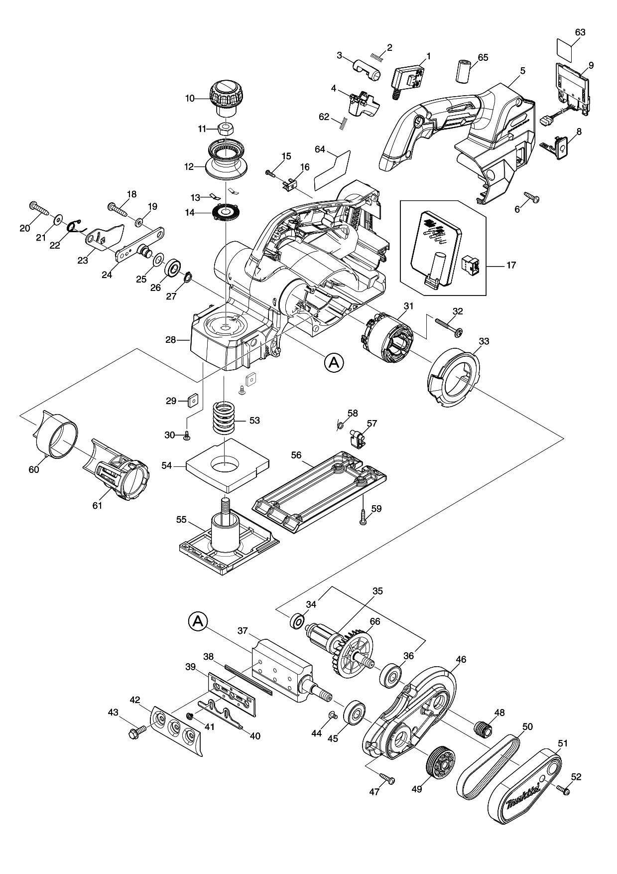 Makita KP001G parts diagram, sheet 1