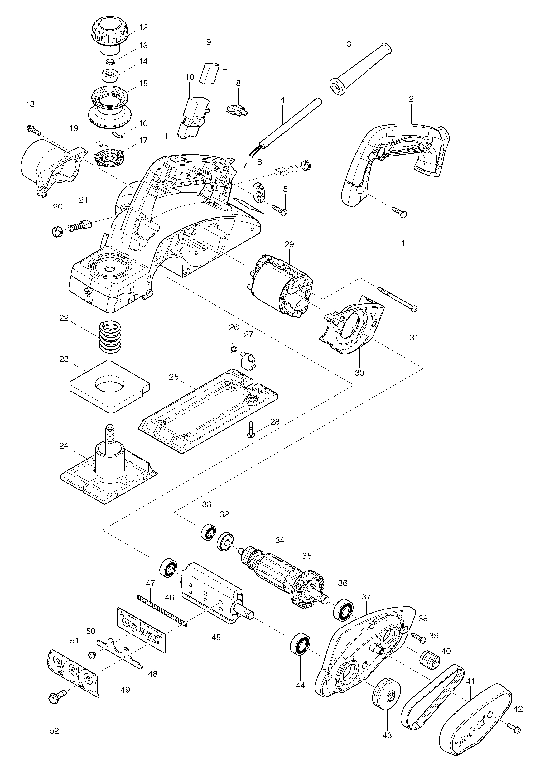 Makita KP0800 parts diagram, sheet 1