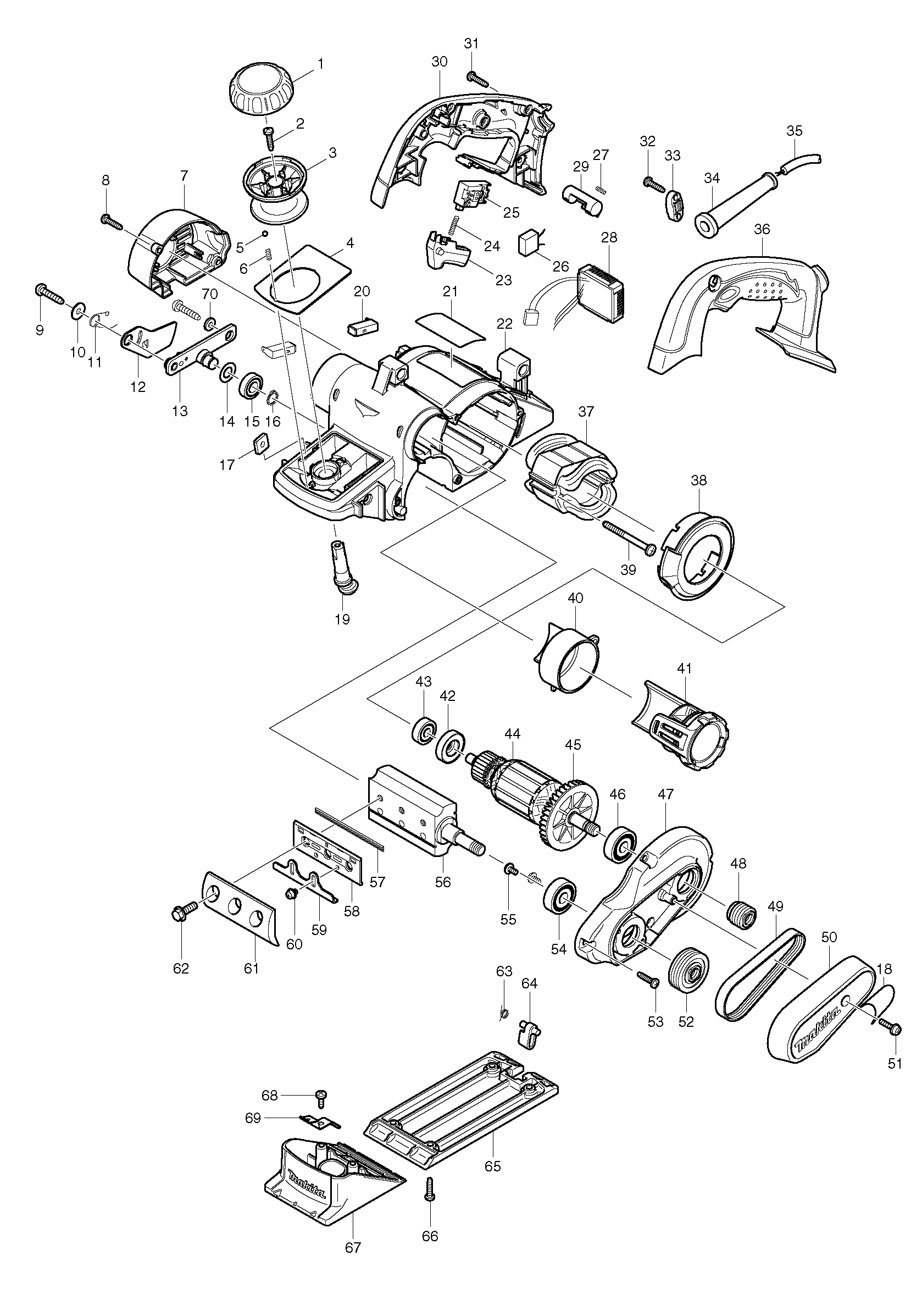 Makita KP0810C parts diagram, sheet 1