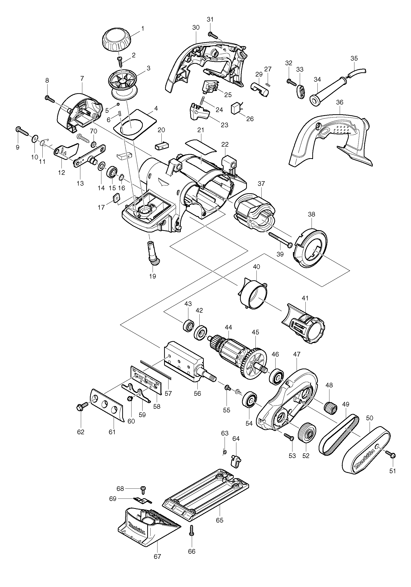 Makita KP0810 parts diagram, sheet 1