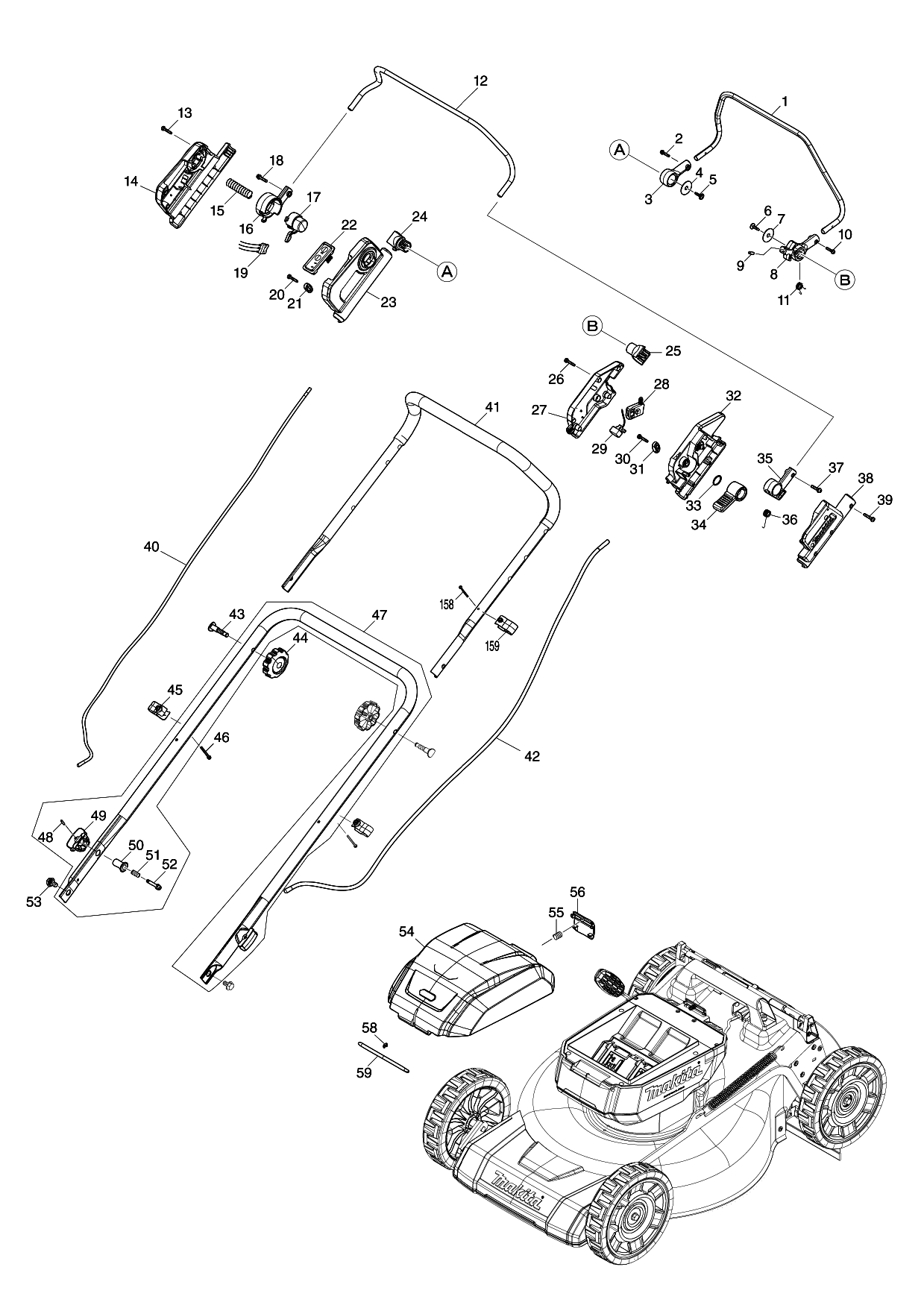 Makita LM002G parts diagram, sheet 1