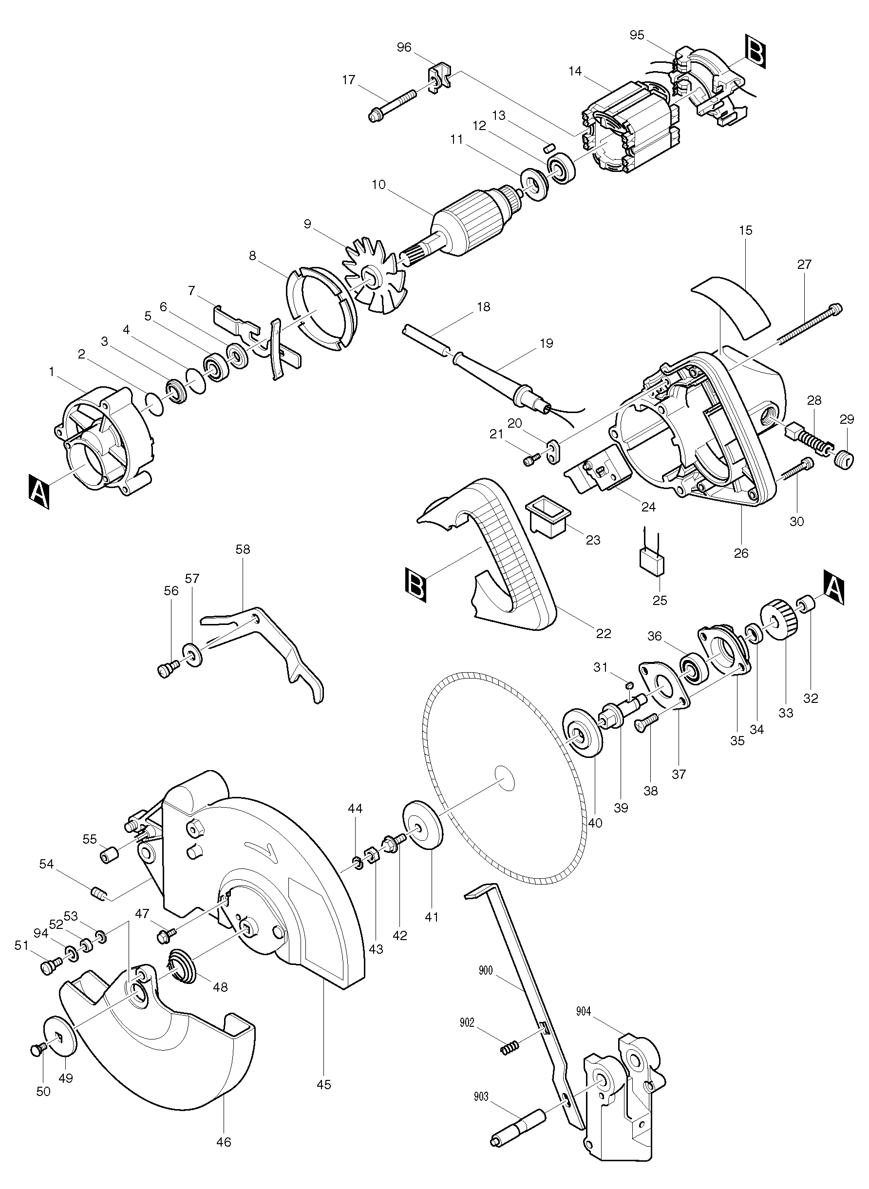 Makita LS0810 parts diagram, sheet 1
