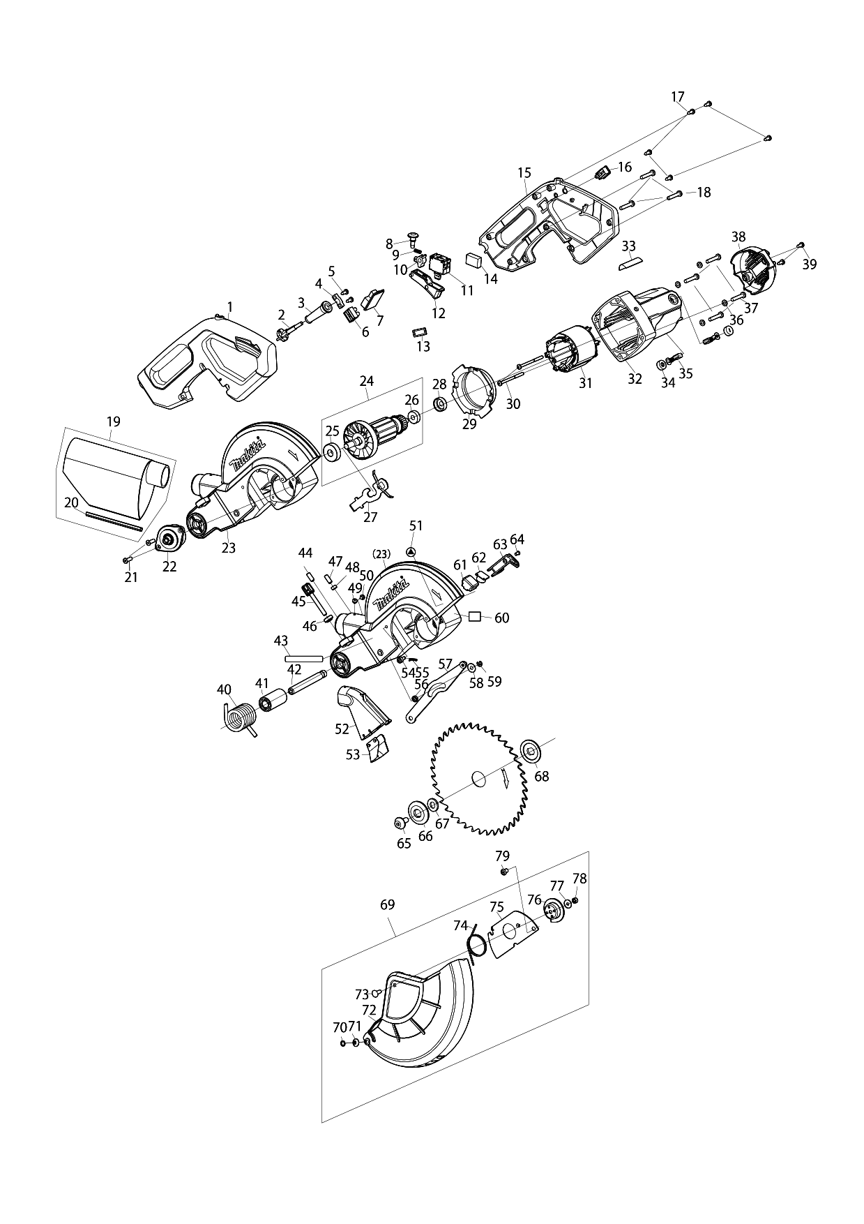 Makita LS0816F parts diagram, sheet 1