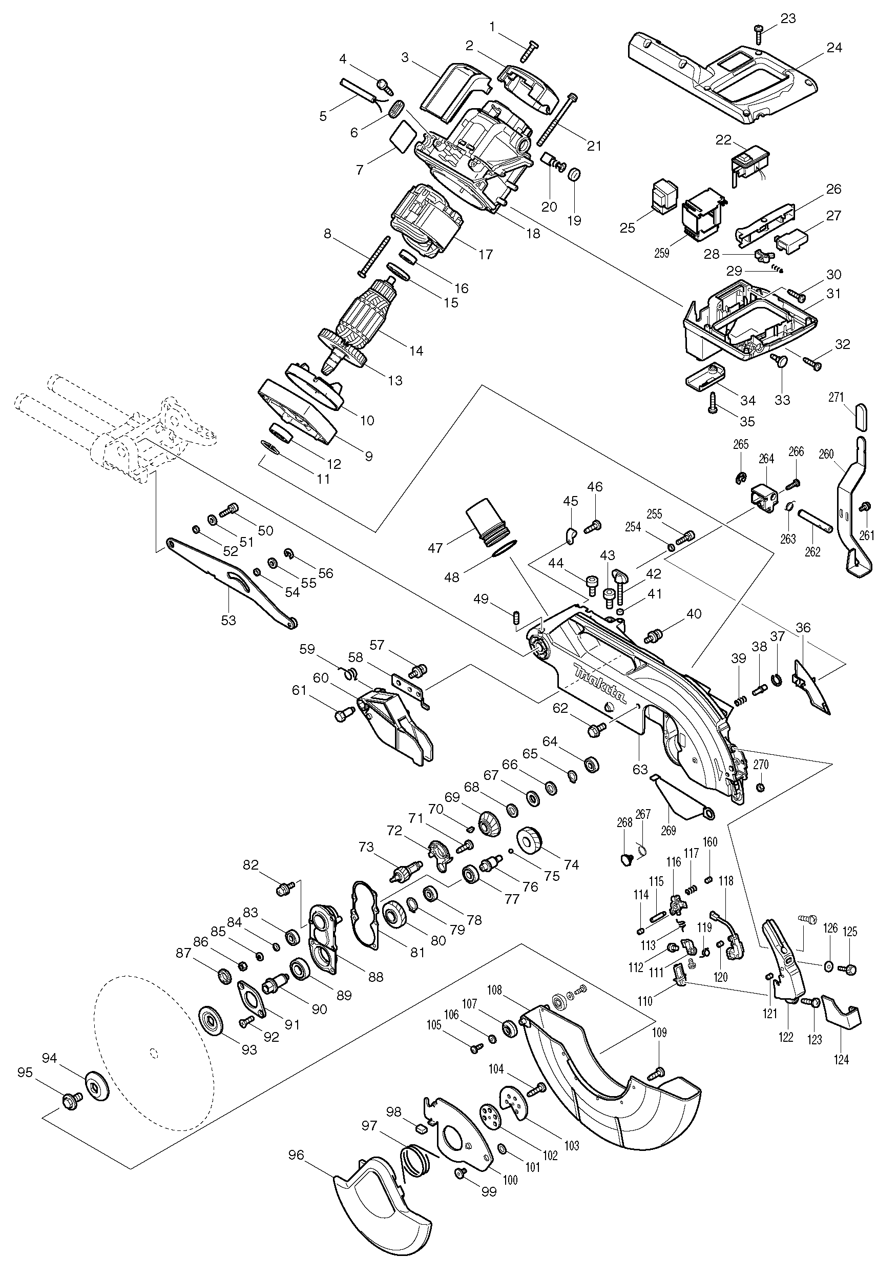 Makita LS1016L parts diagram, sheet 1