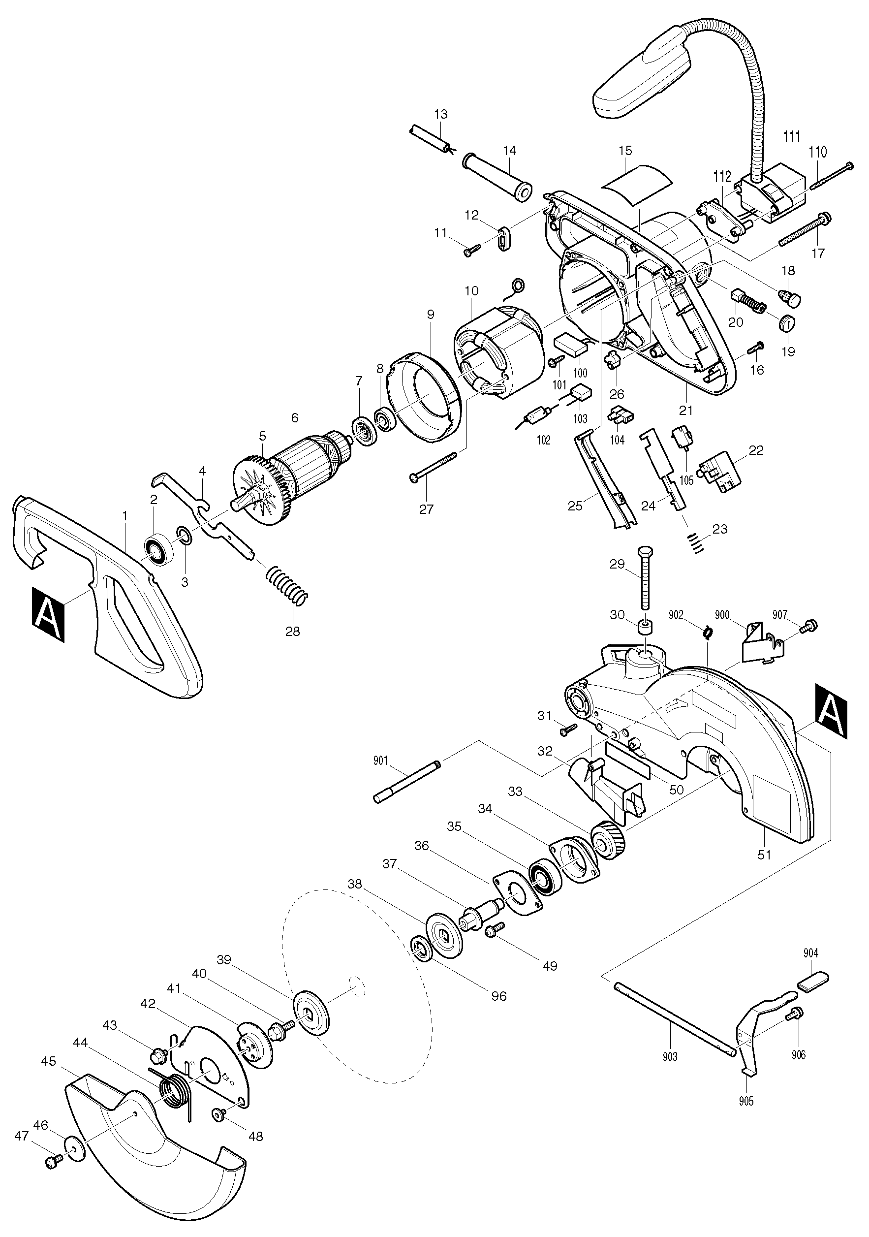 Makita LS1040F parts diagram, sheet 1