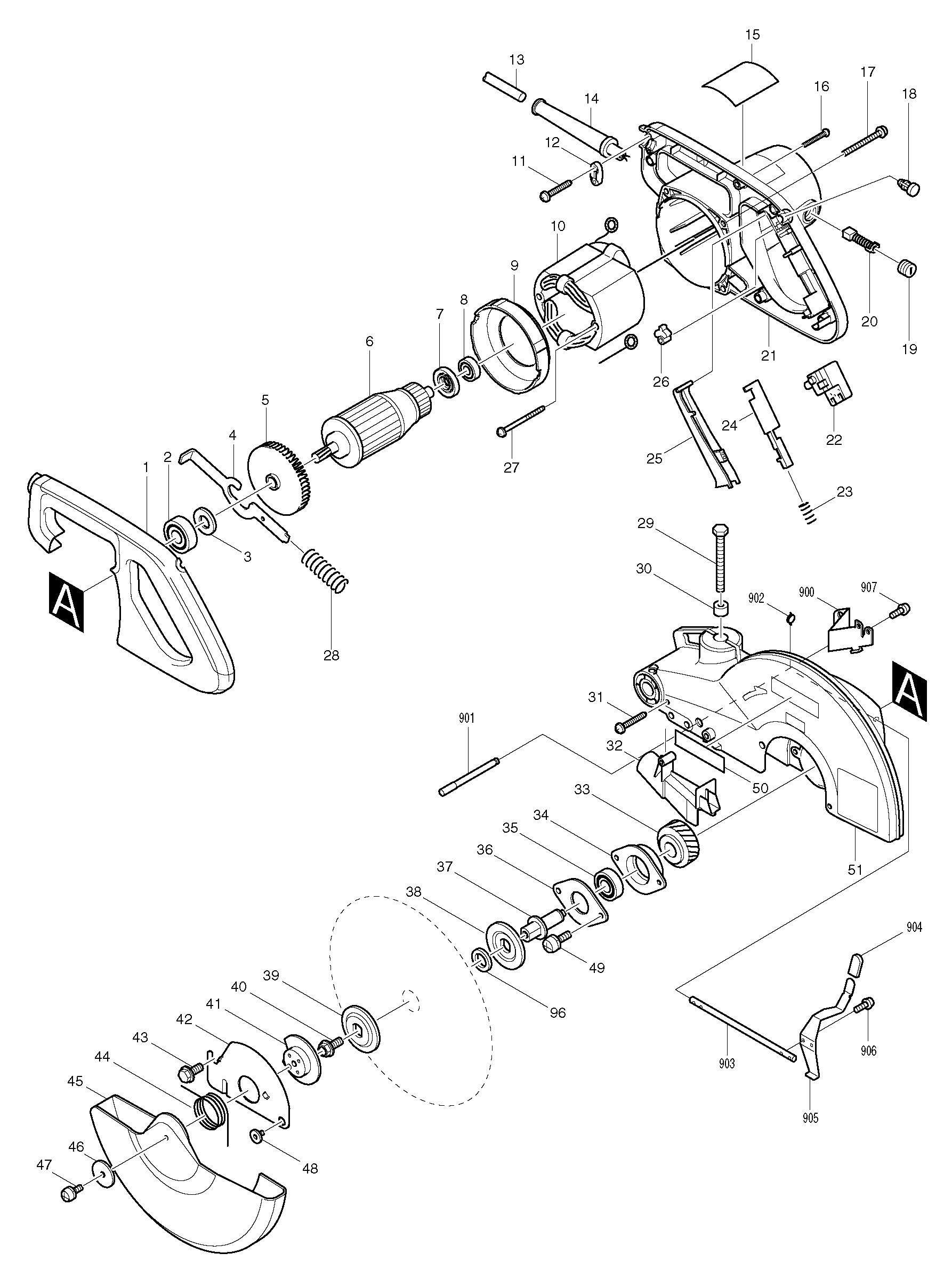 Makita LS1040 parts diagram, sheet 1