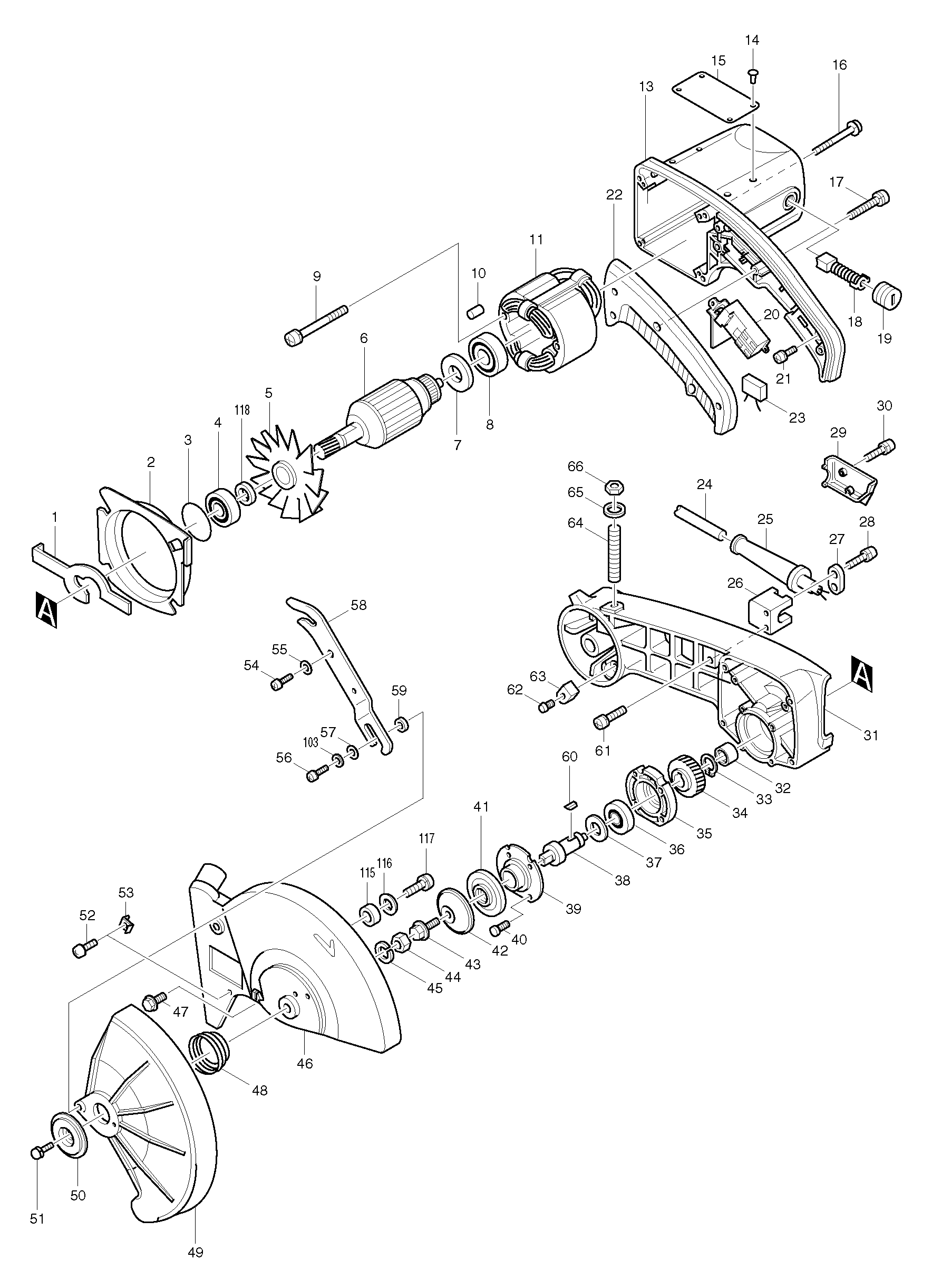 Makita LS1440 parts diagram, sheet 1