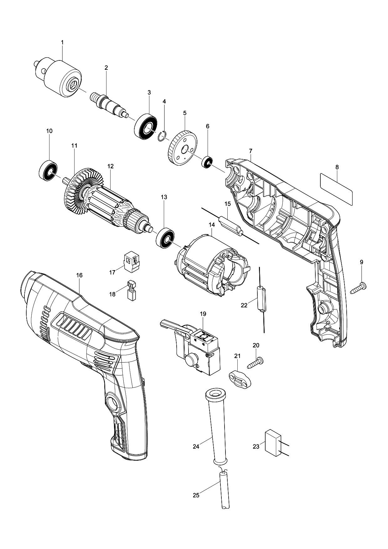 Makita M0600 parts diagram, sheet 1