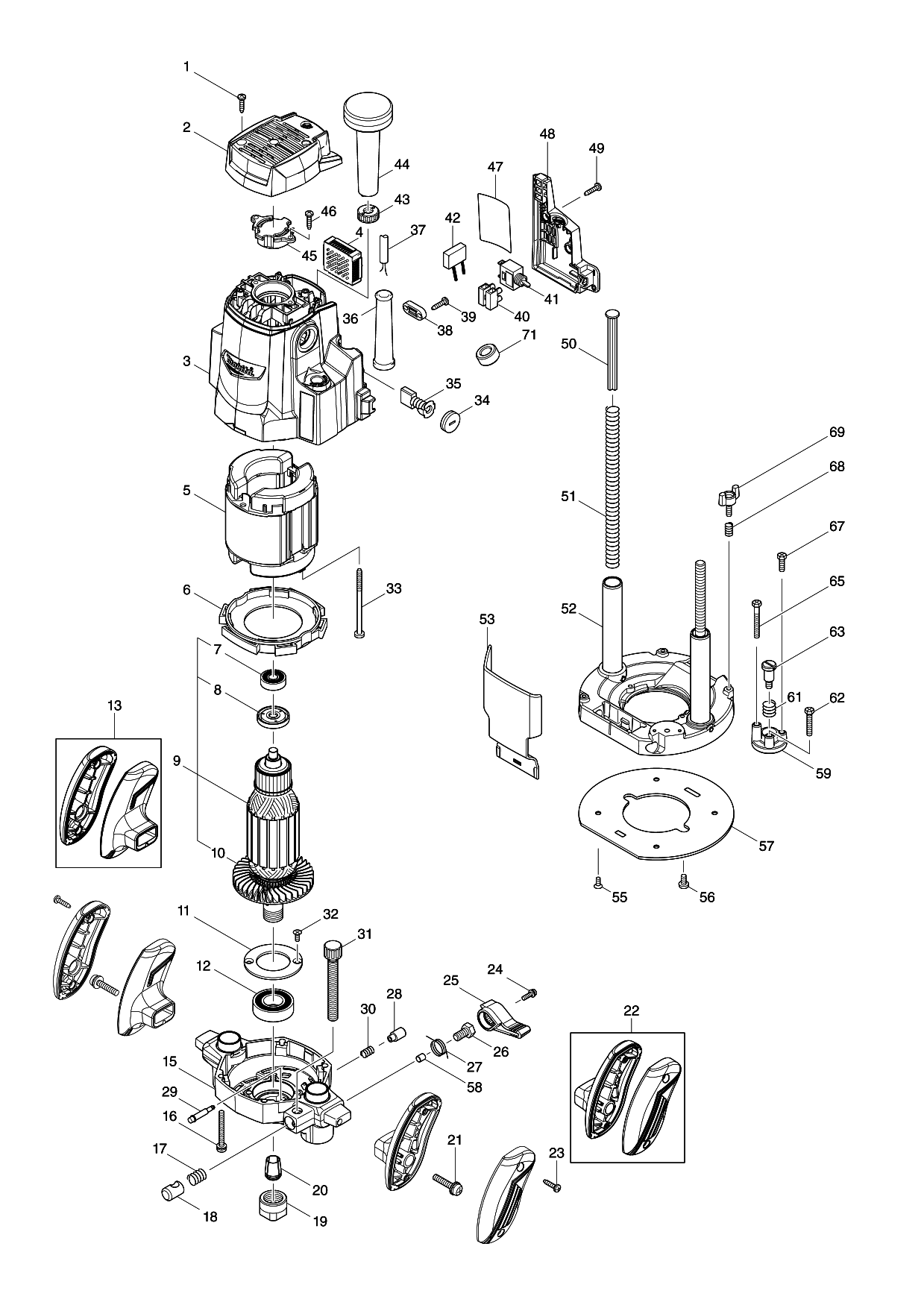 Makita M3602 parts diagram, sheet 1