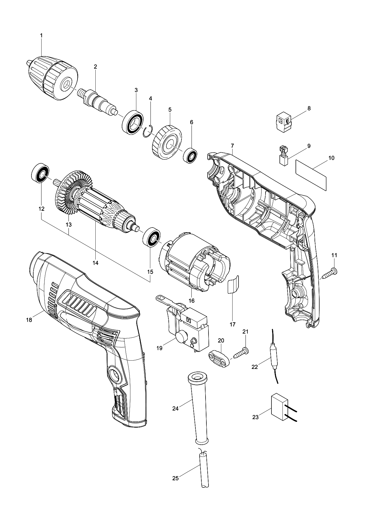 Makita M6002 parts diagram, sheet 1