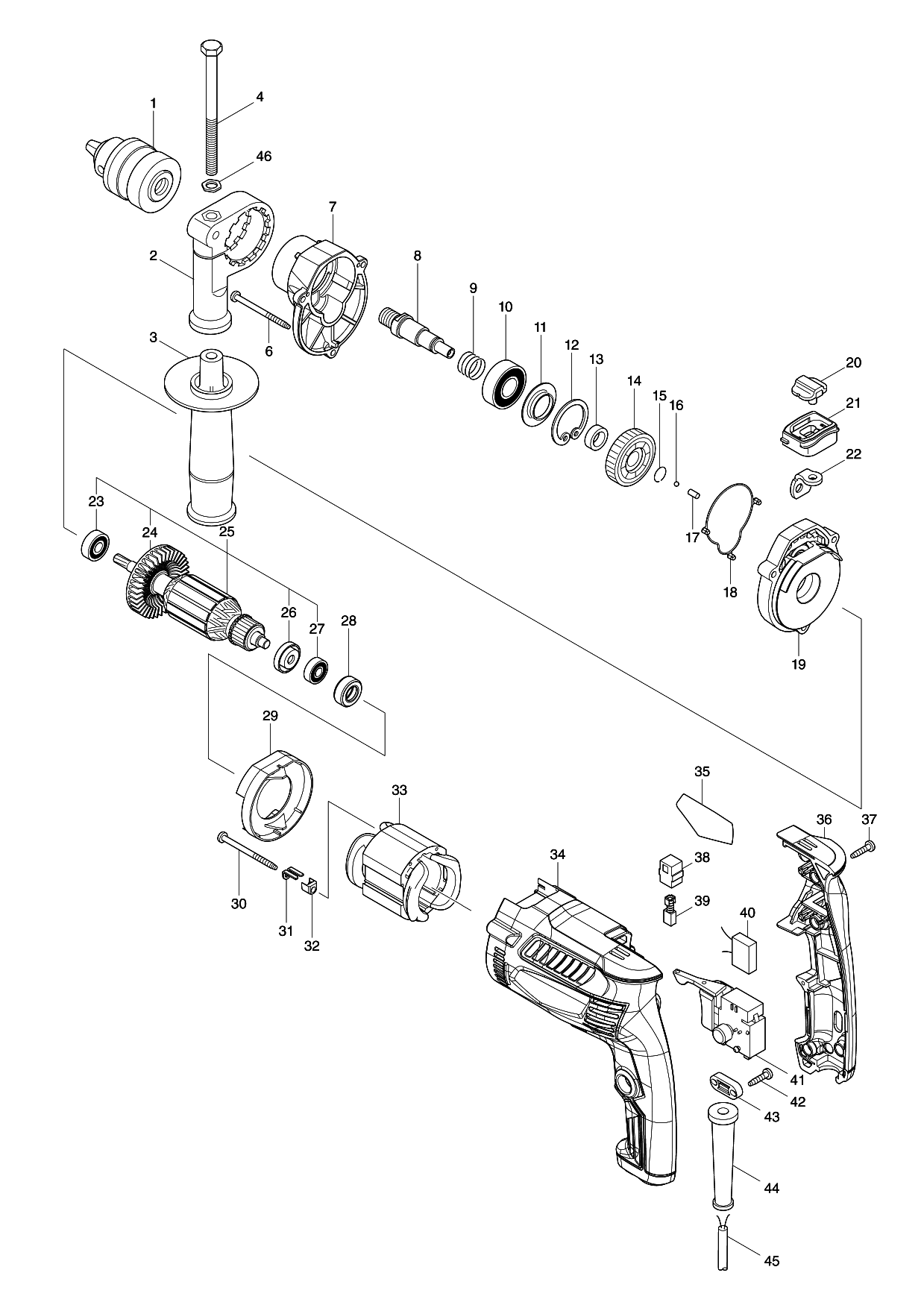 Makita M8100 parts diagram, sheet 1