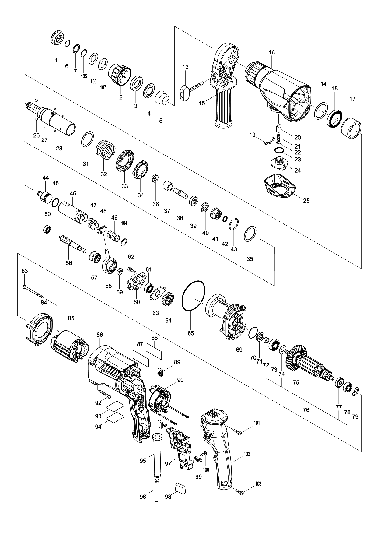 Makita M8700 parts diagram, sheet 1