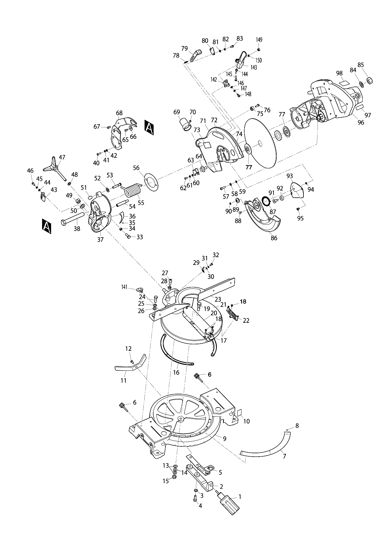 Makita MLS100 parts diagram, sheet 1