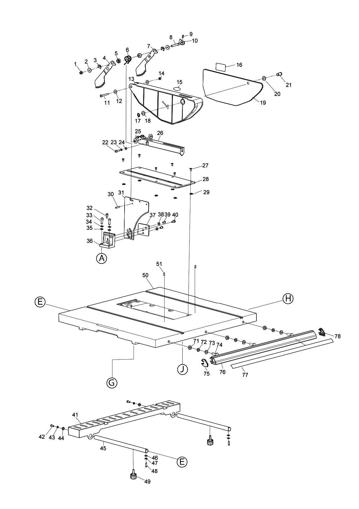 Makita MLT100N parts diagram, sheet 1