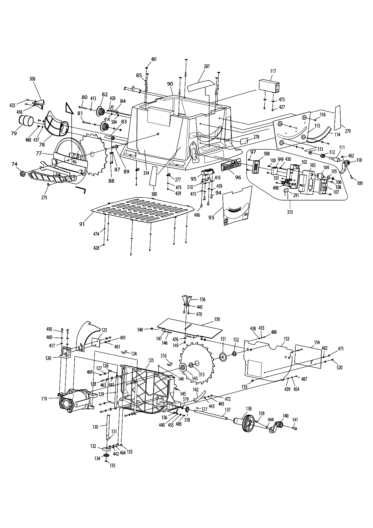 Makita MLT100 parts diagram, sheet 2