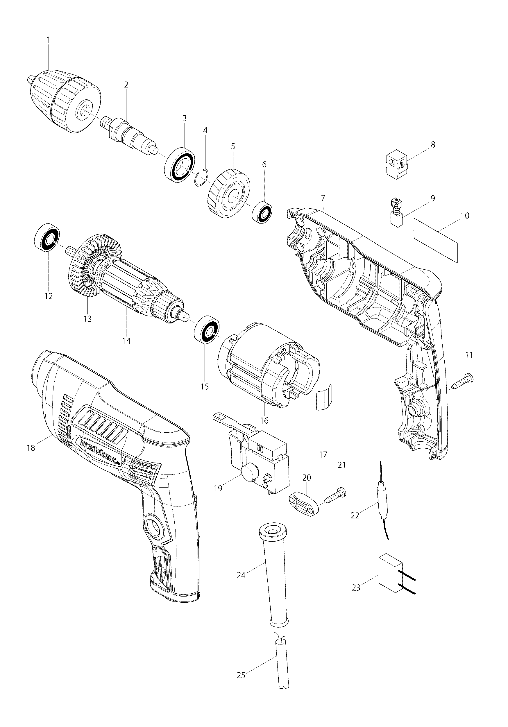 Makita MT607 parts diagram, sheet 1