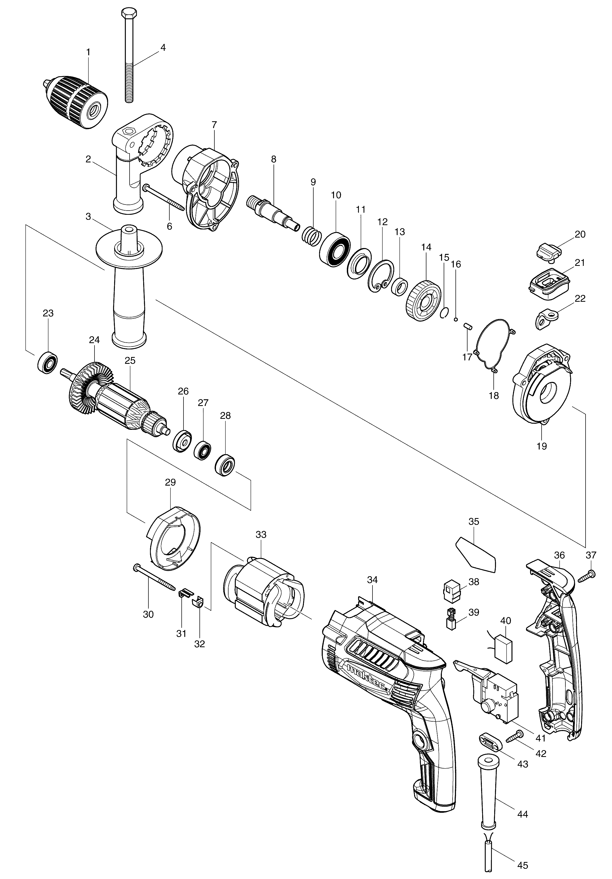 Makita MT815 parts diagram, sheet 1