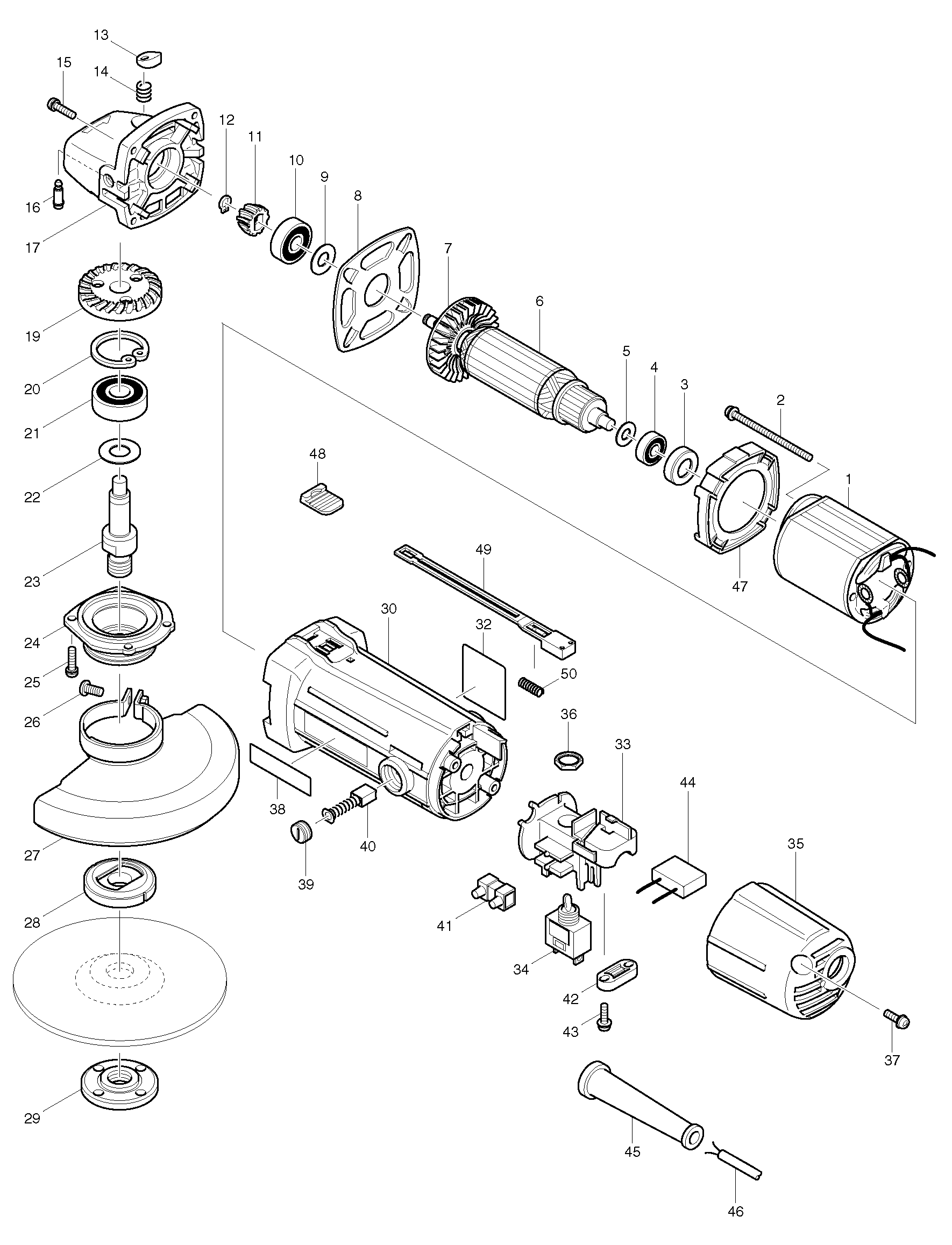 Makita MT953 parts diagram, sheet 1