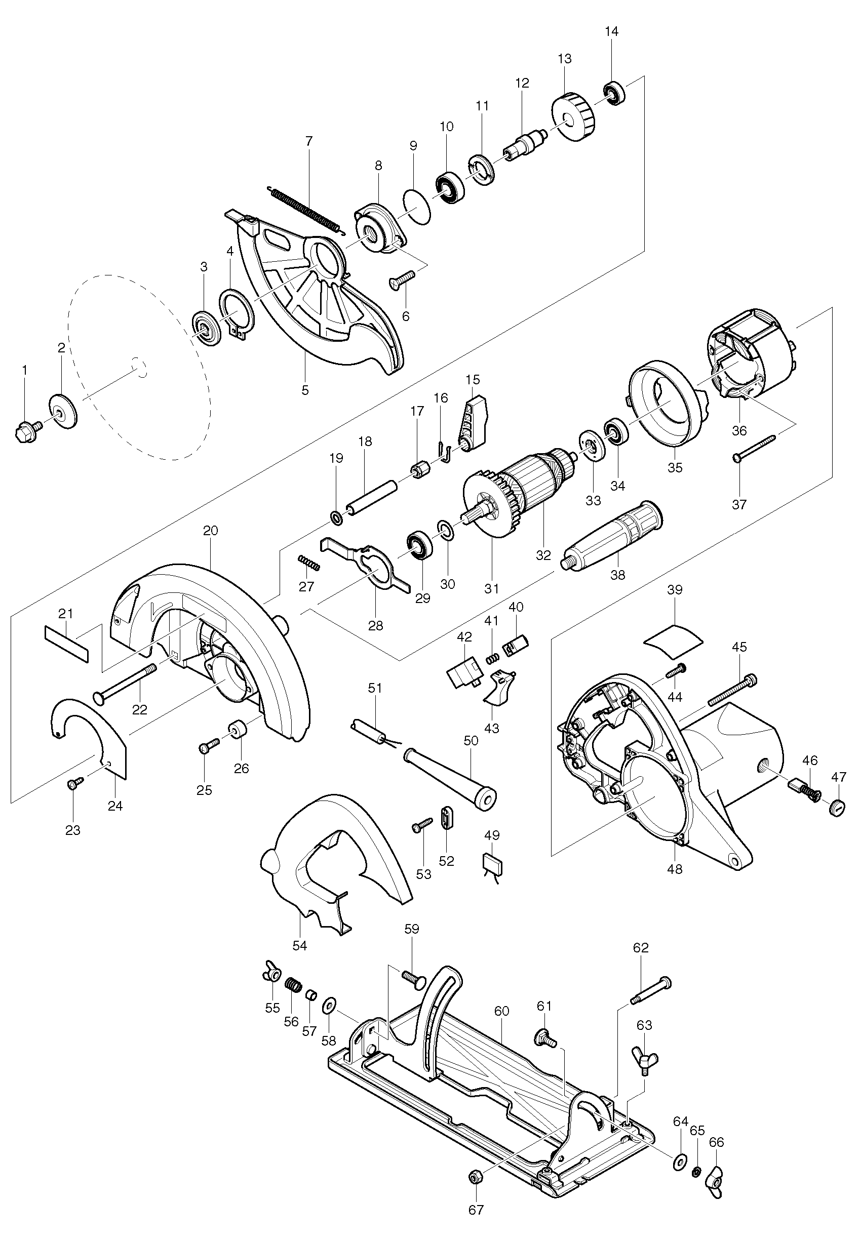 Makita N5900B parts diagram, sheet 1