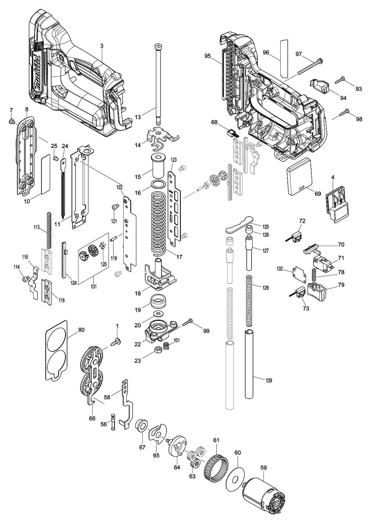 Makita PT354D parts diagram, sheet 1