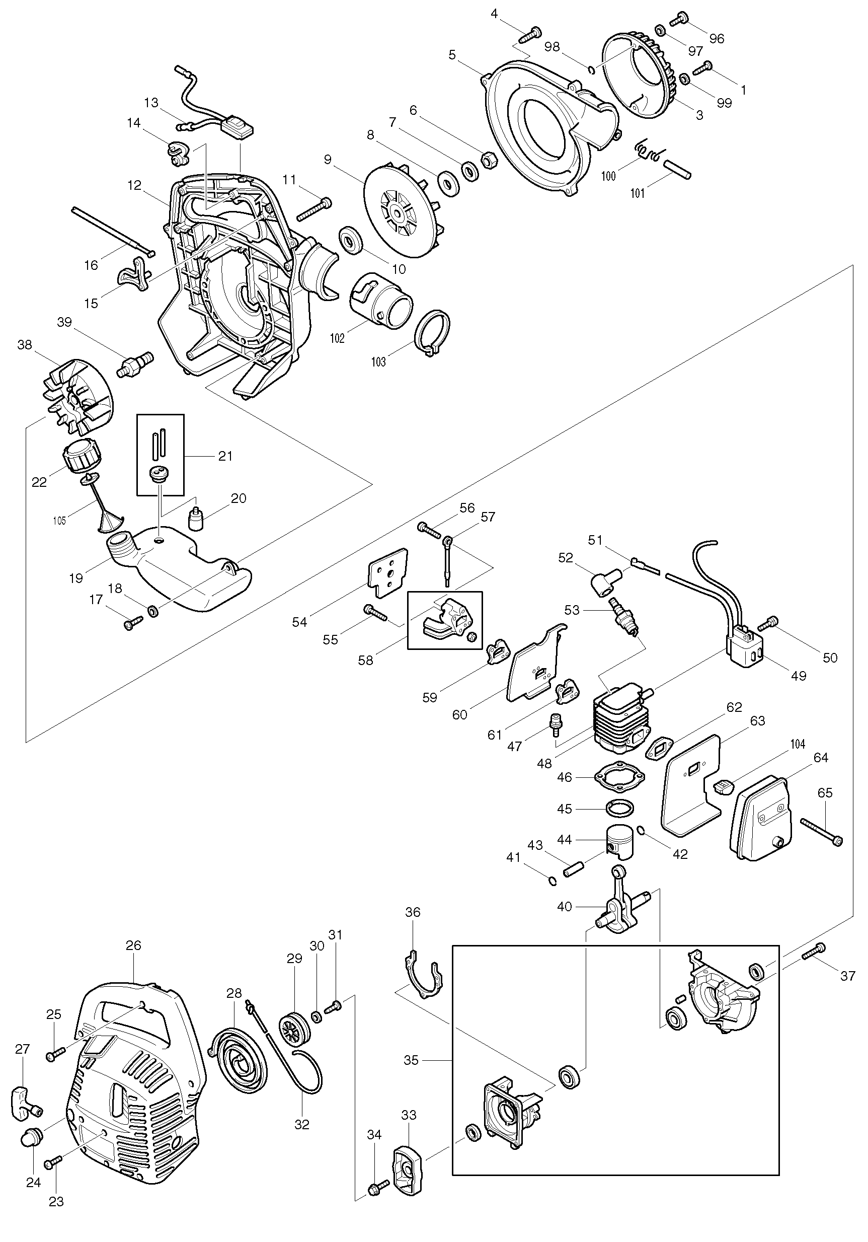 Makita RBL250 parts diagram, sheet 1