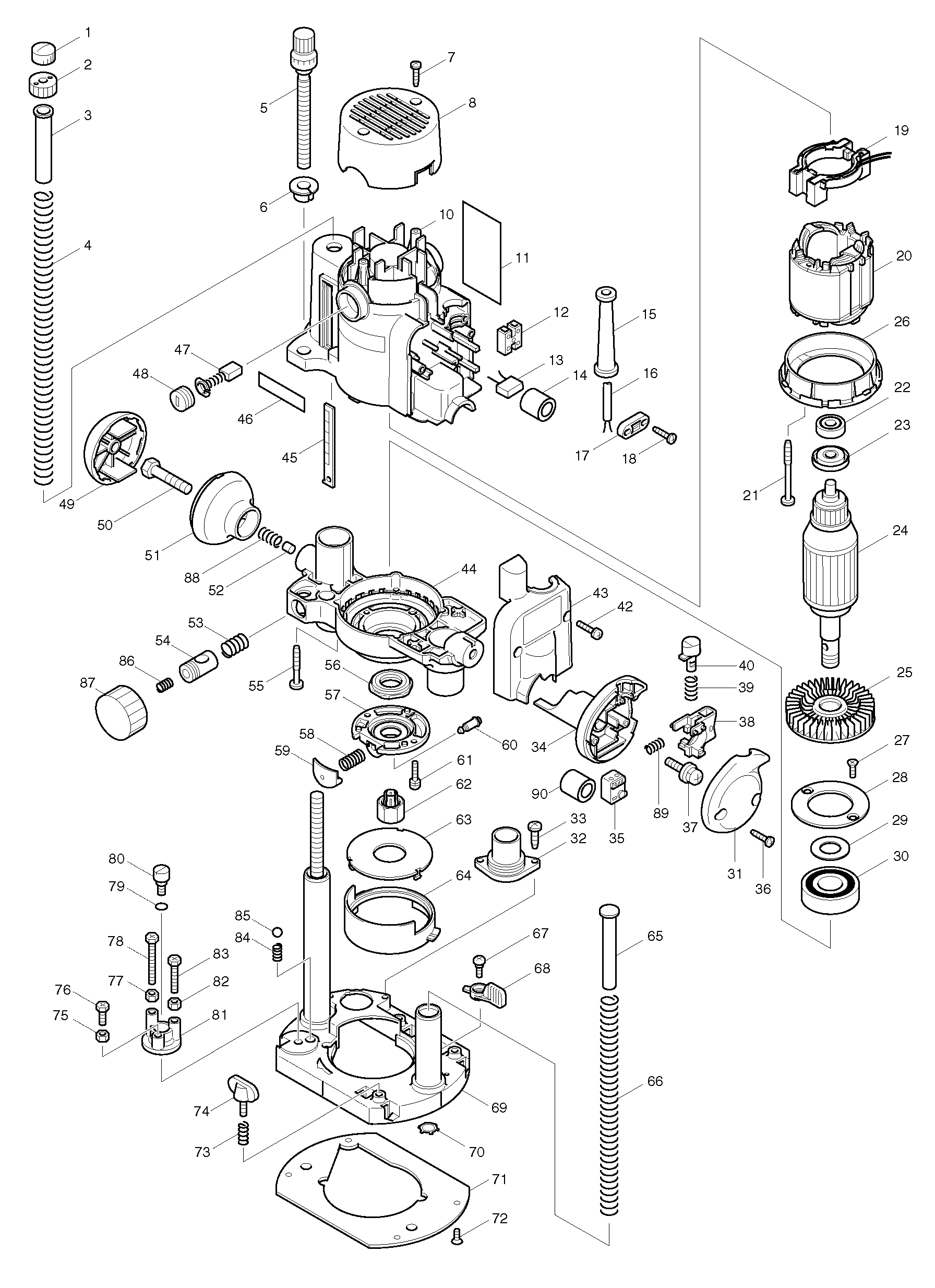 Makita RP0910 parts diagram, sheet 1