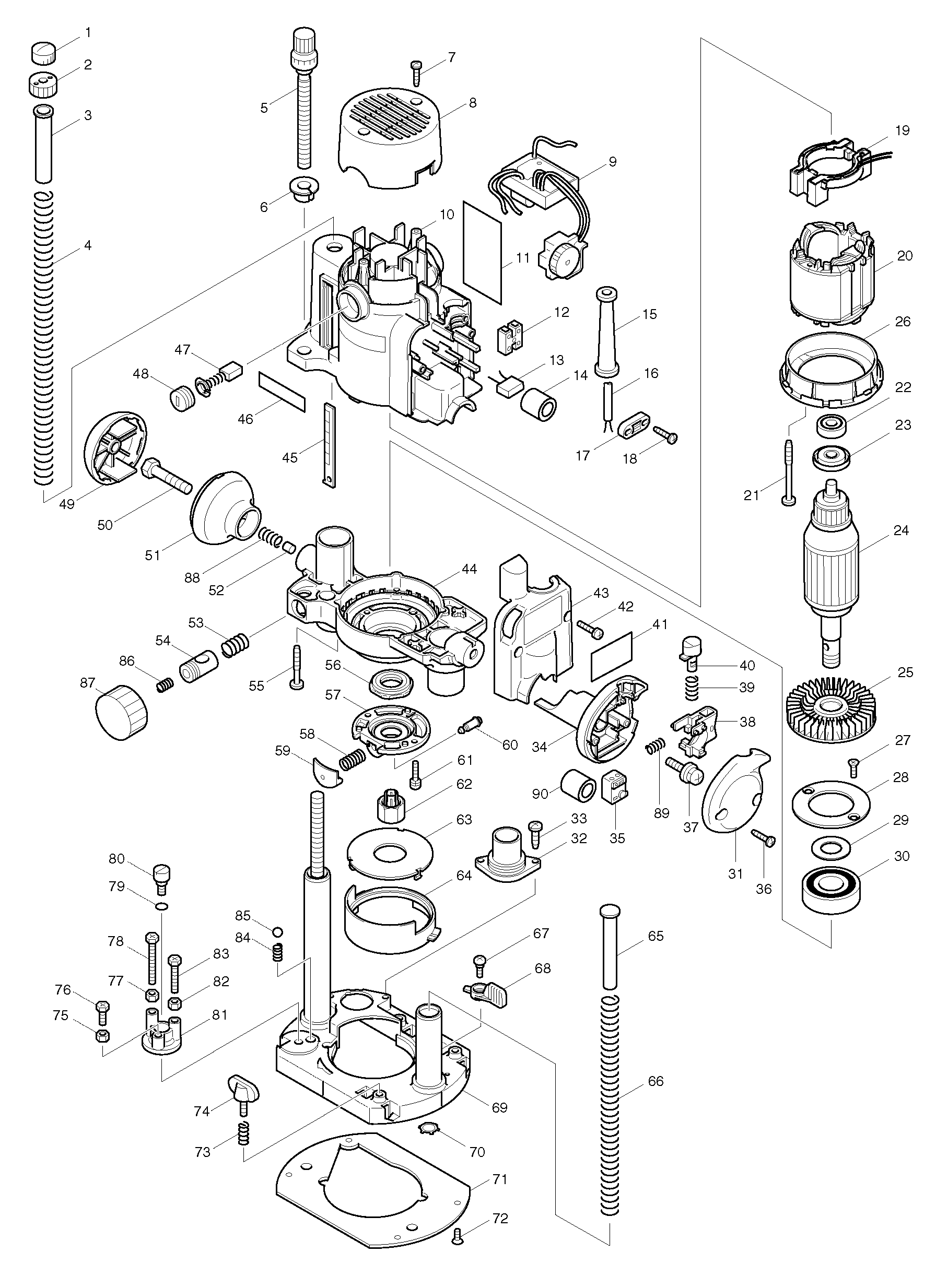 Makita RP1110C parts diagram, sheet 1