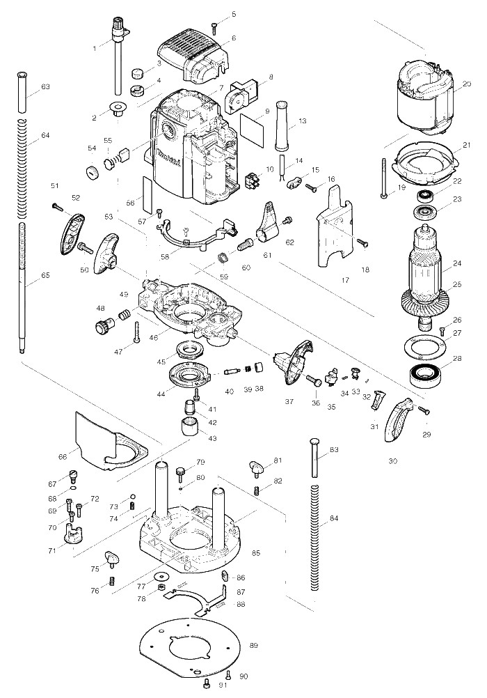 Makita RP2300FC parts diagram, sheet 1