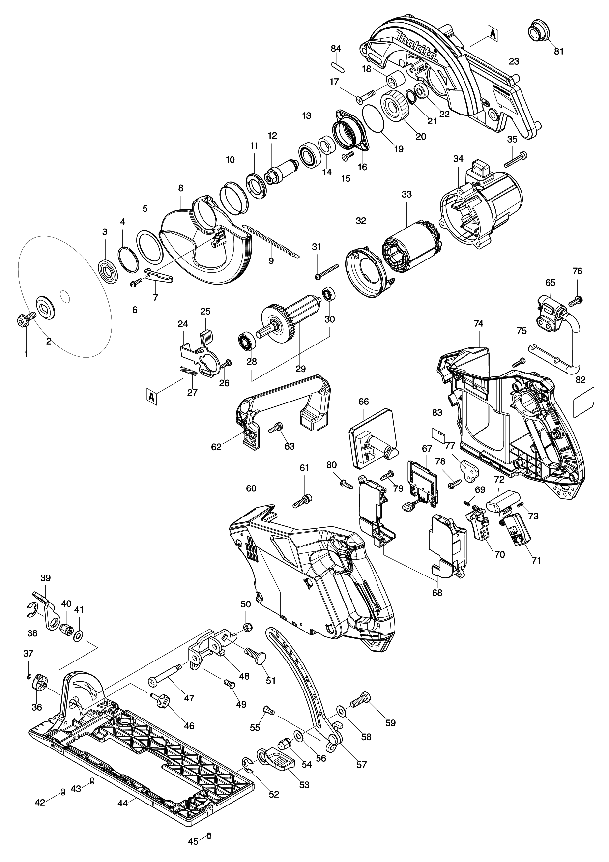 Makita RS001G parts diagram, sheet 1