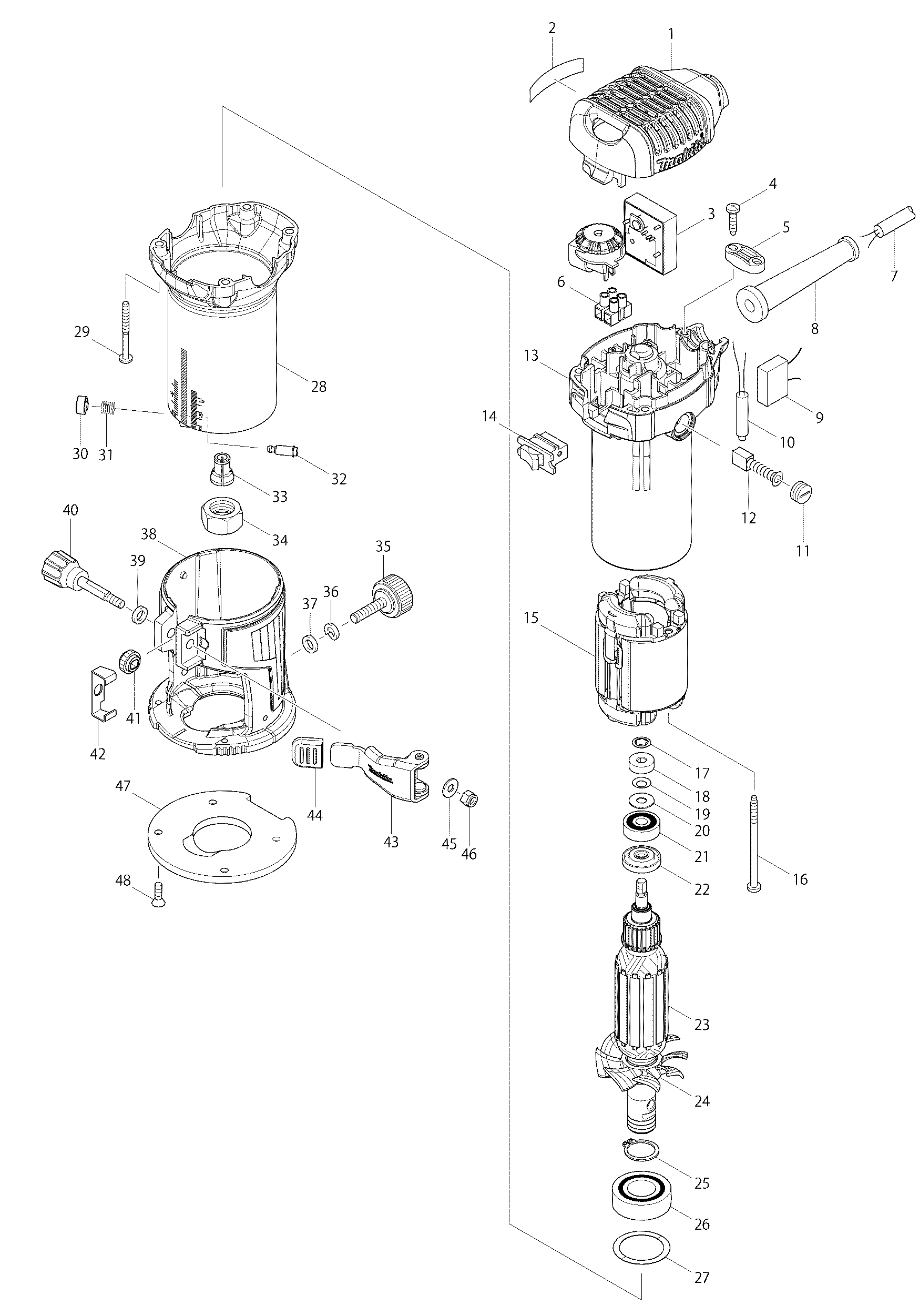 Makita RT0700C parts diagram, sheet 1