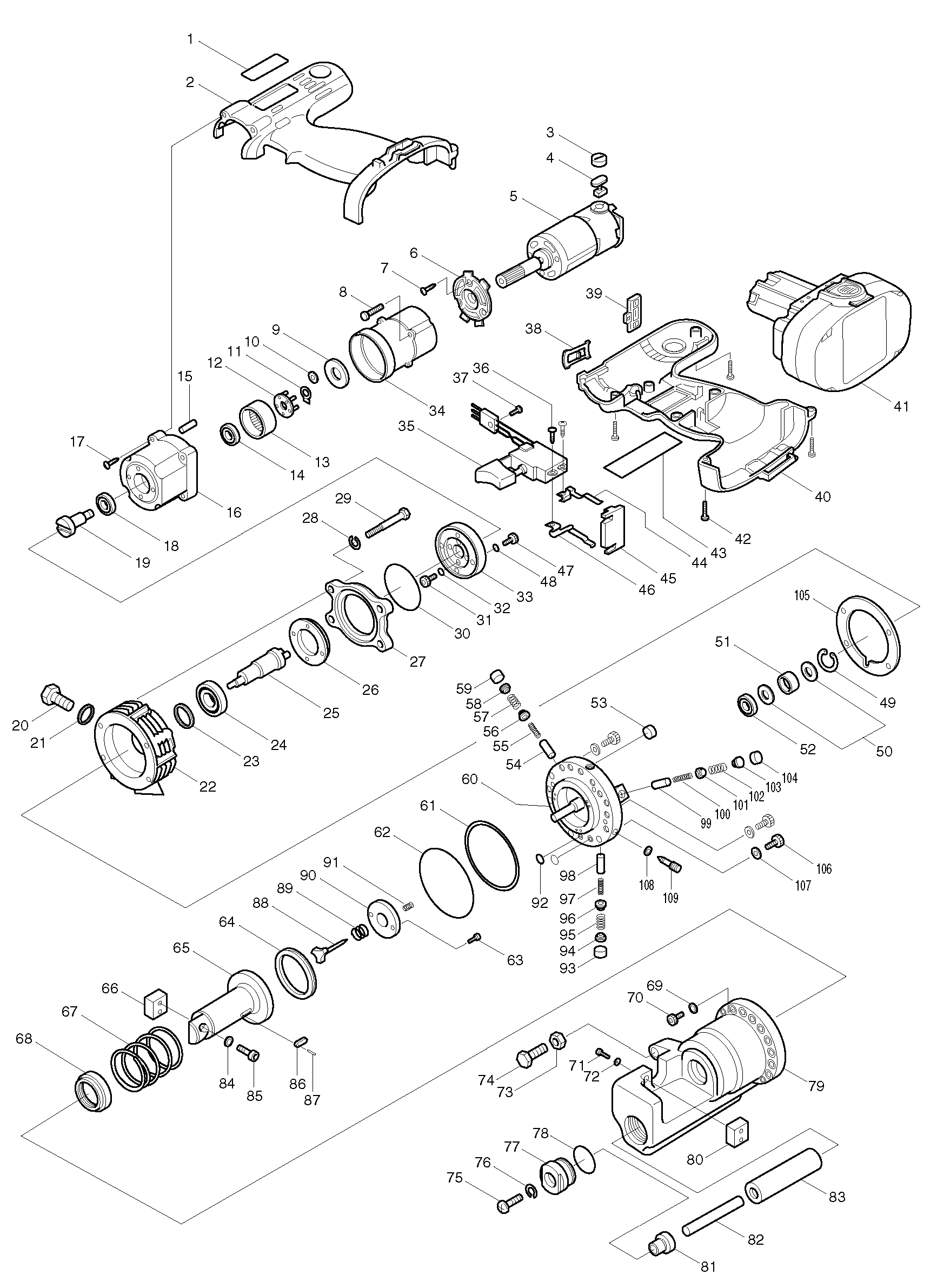 Makita SC190D parts diagram, sheet 1