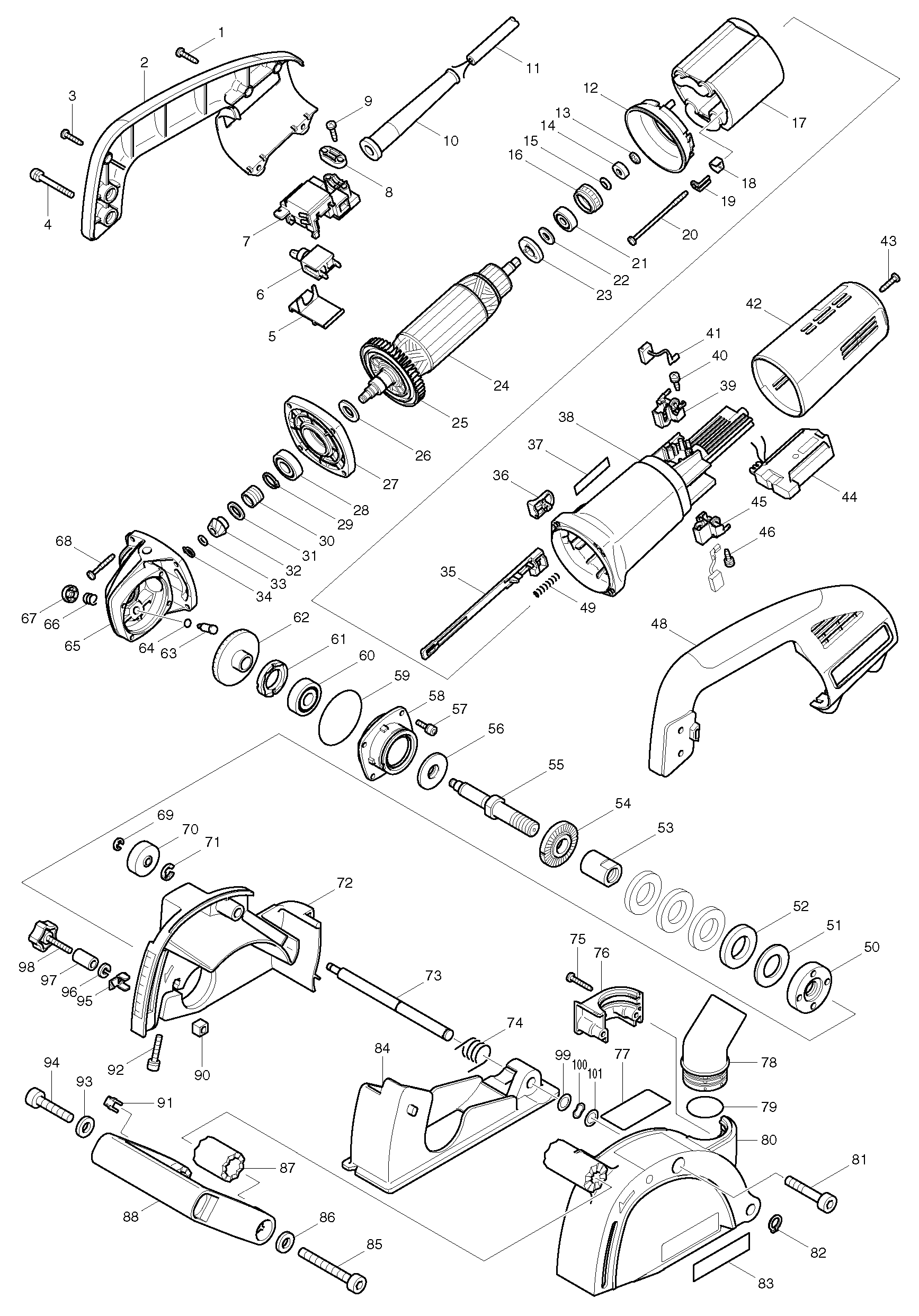 Makita SG1250 parts diagram, sheet 1