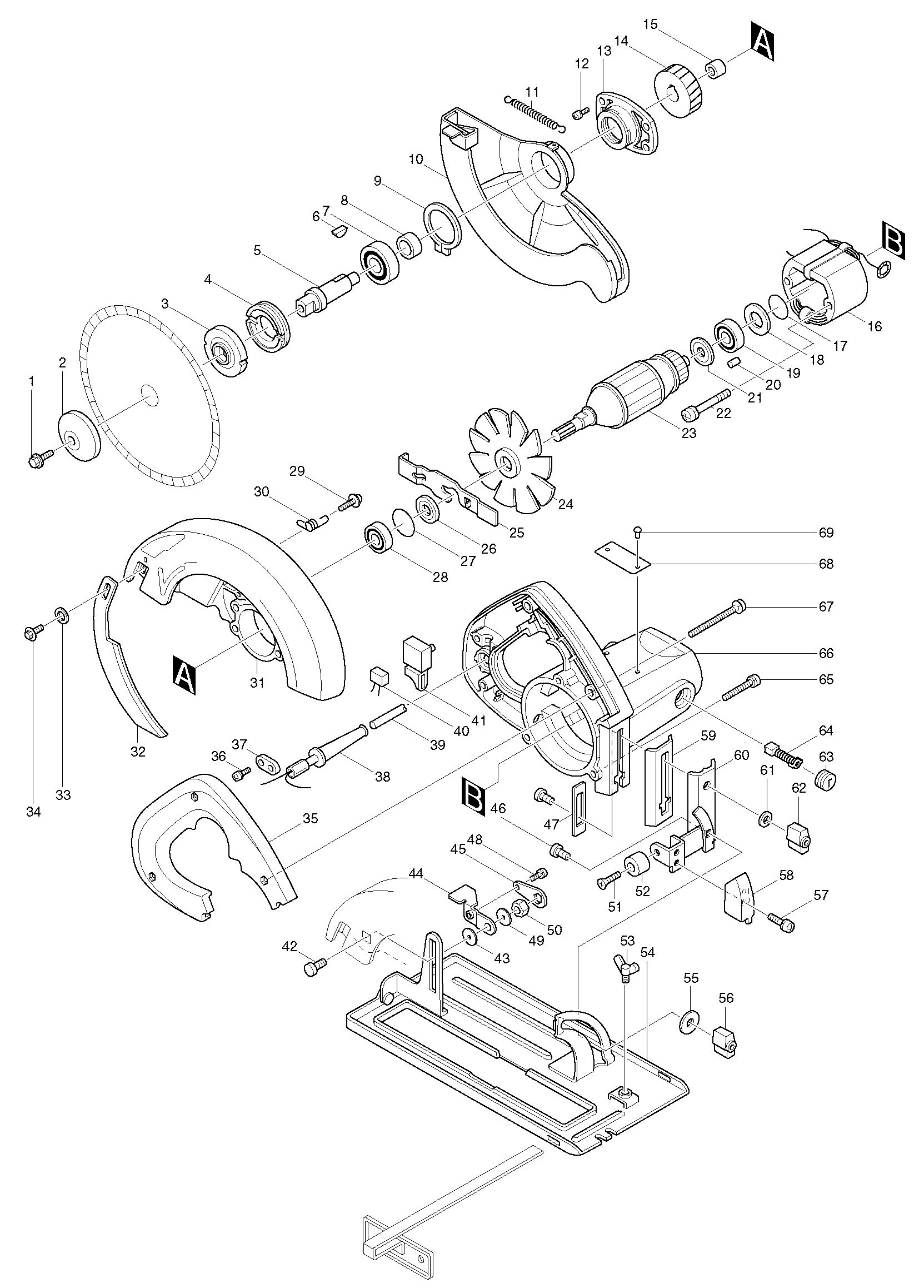 Makita SR1800 parts diagram, sheet 1