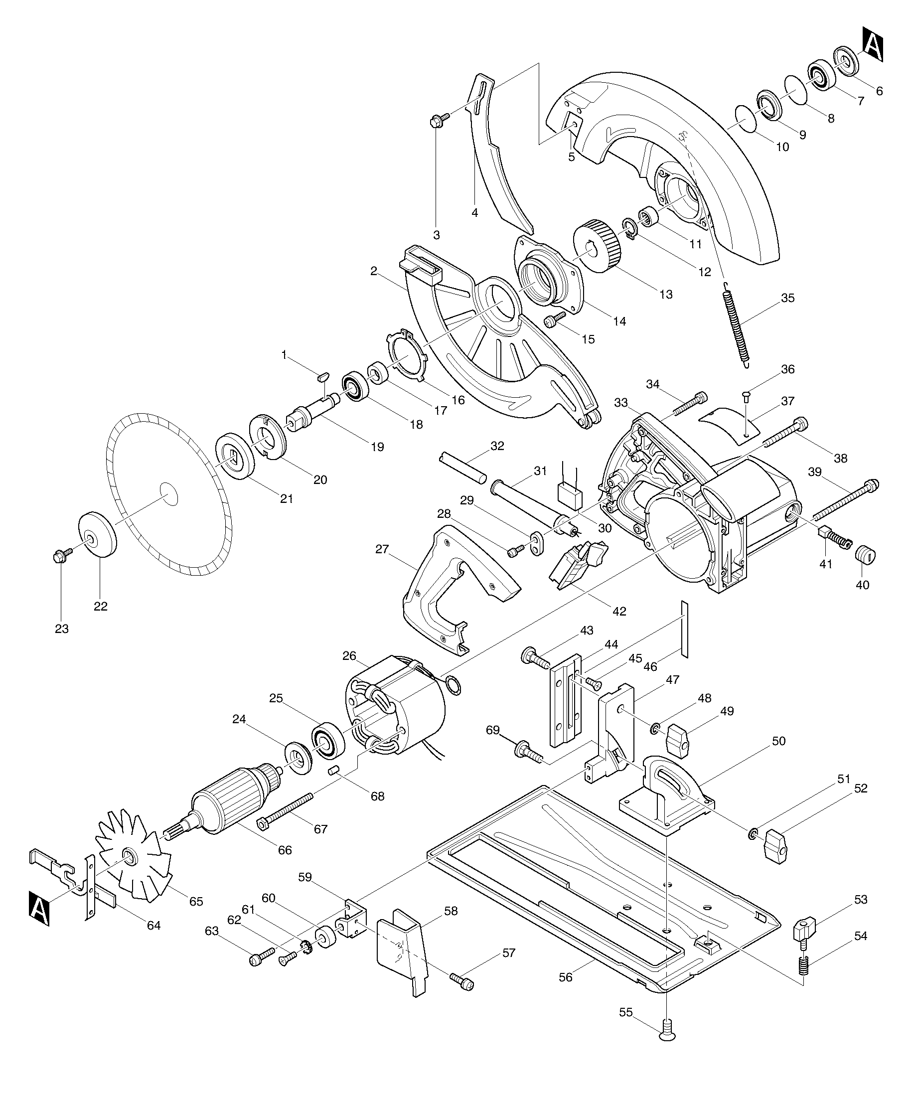 Makita SR2600 parts diagram, sheet 1