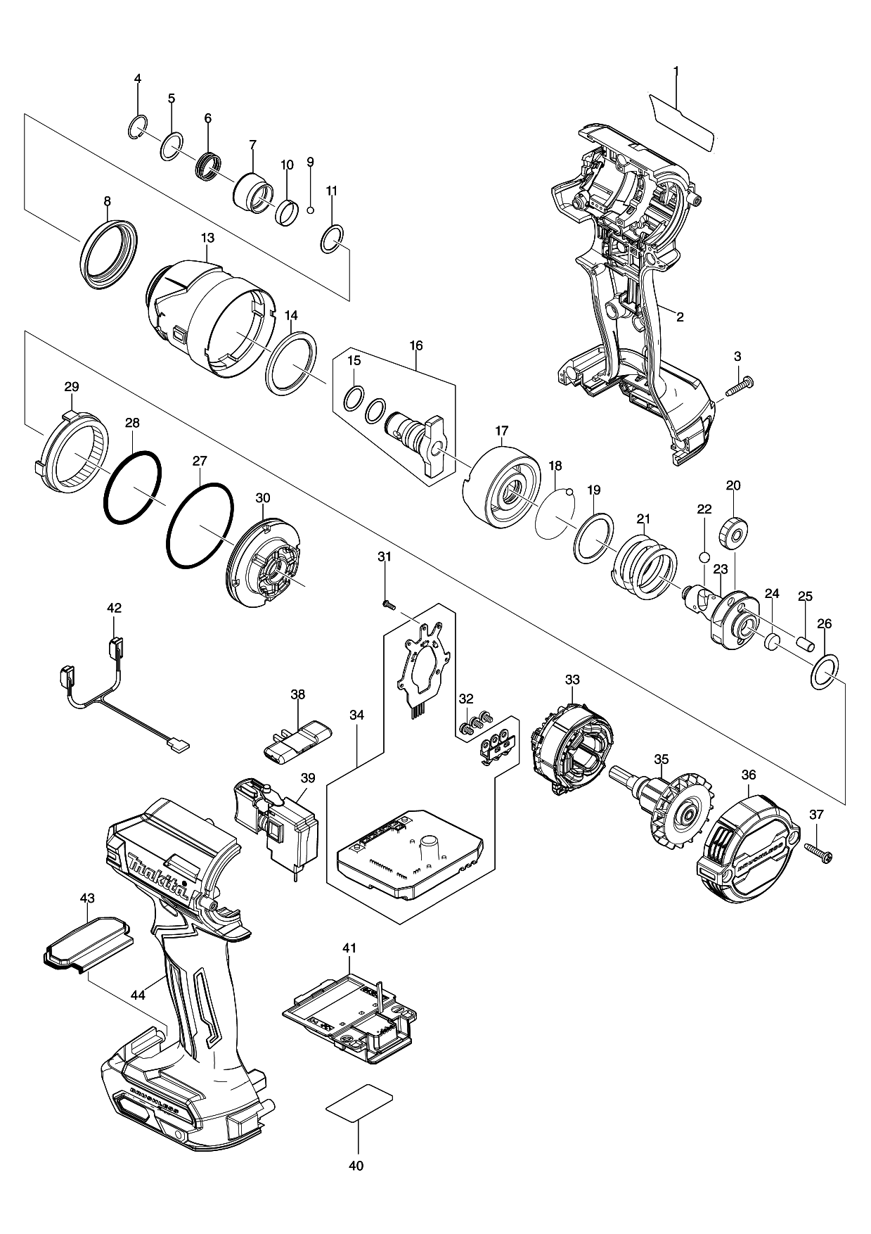 Makita TD003G parts diagram, sheet 1