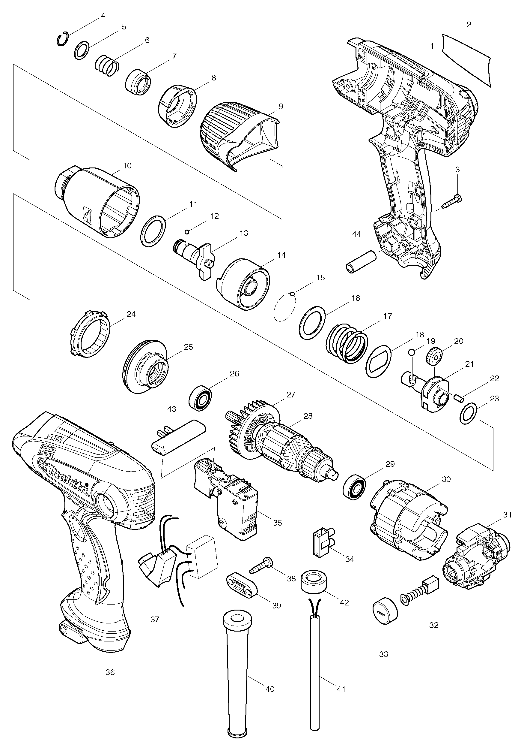 Makita TD0101F parts diagram, sheet 1