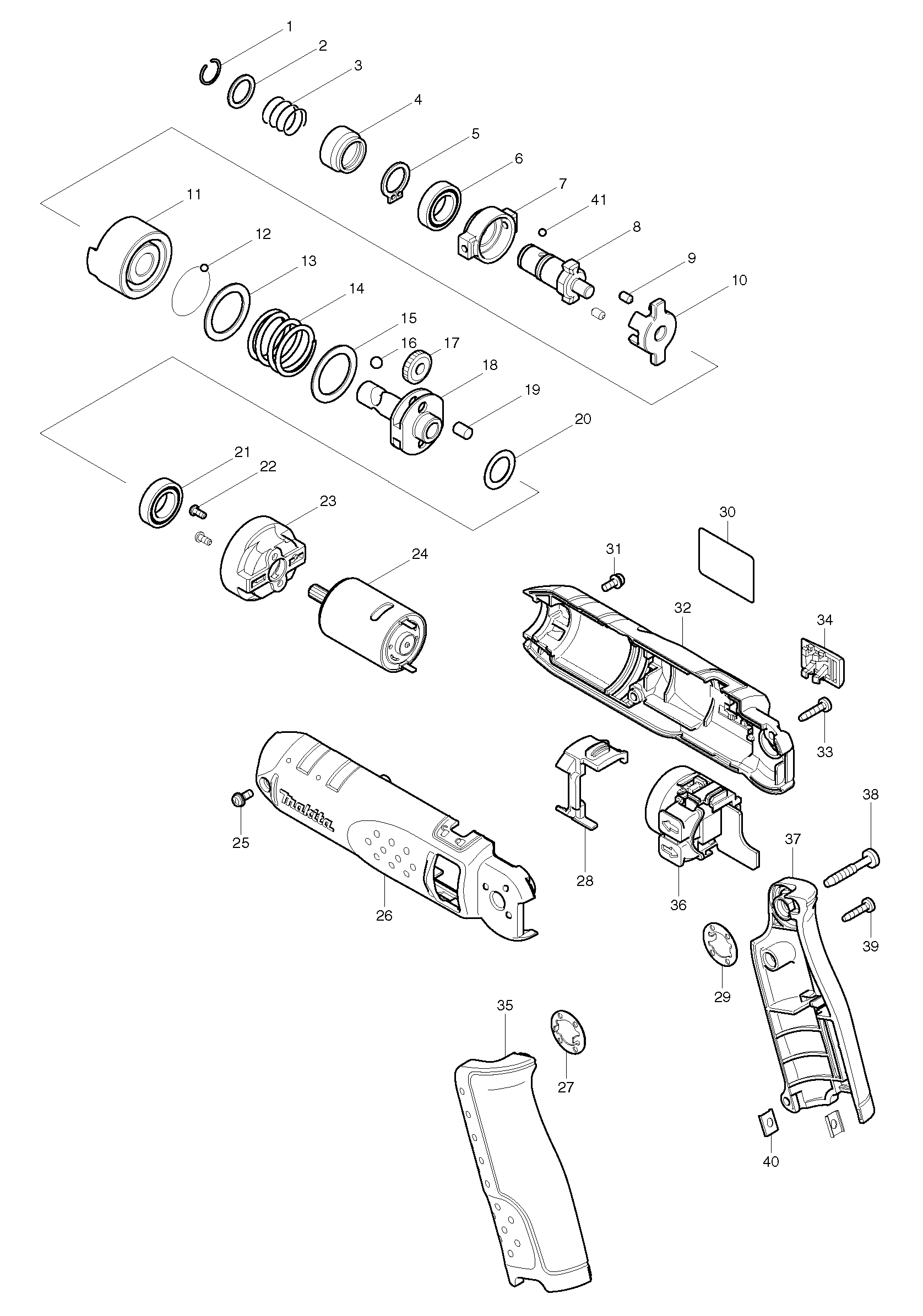 Makita TD020D parts diagram, sheet 1