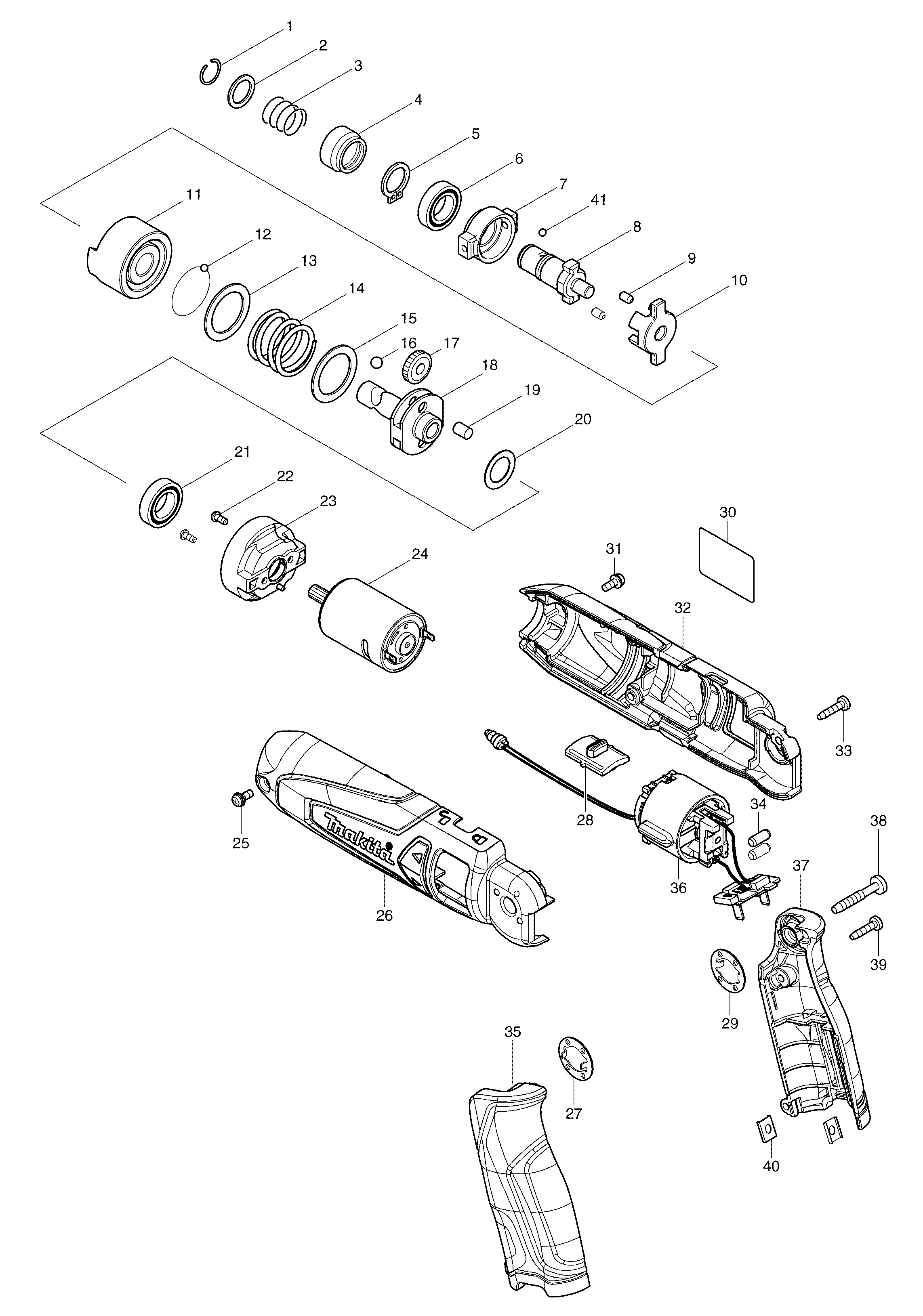 Makita TD021D parts diagram, sheet 1