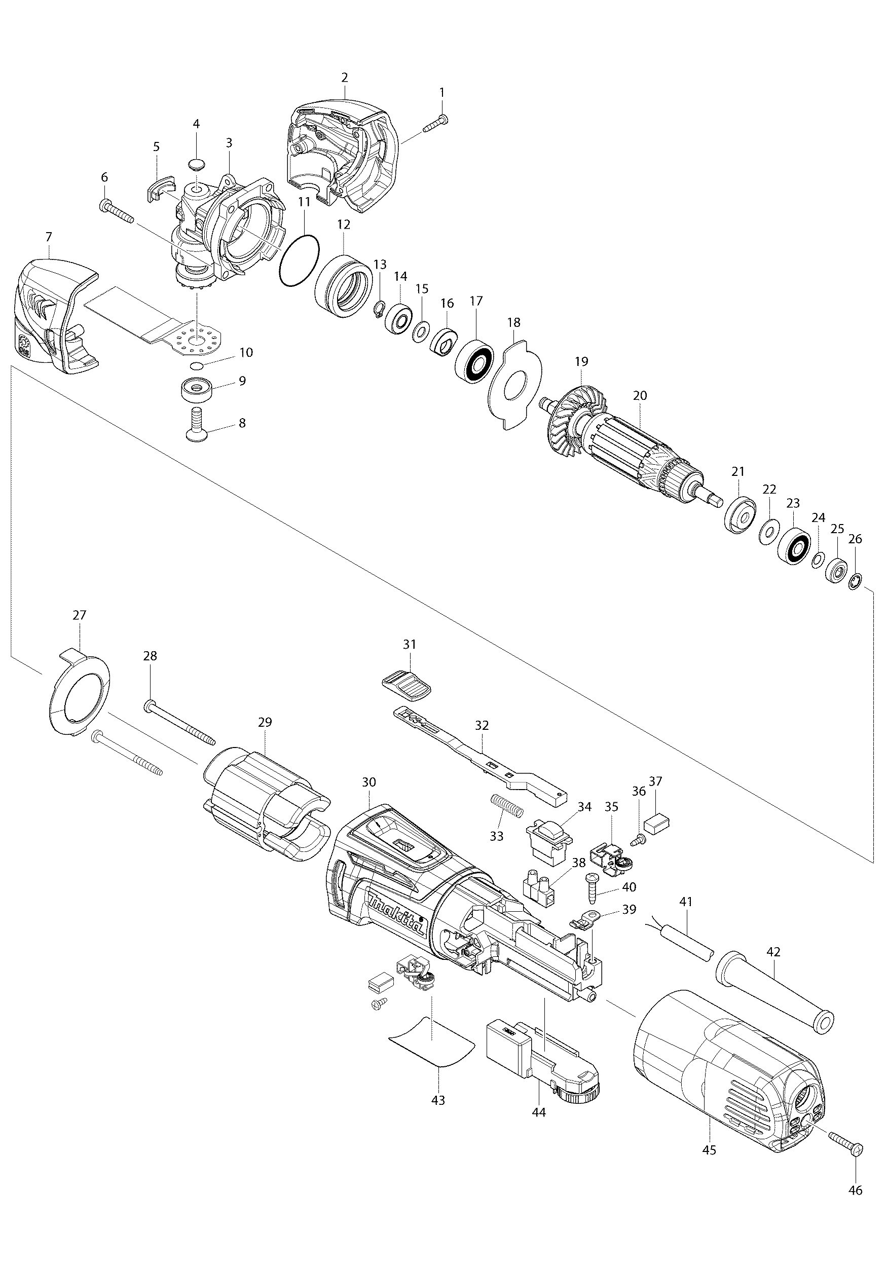 Makita TM3000C parts diagram, sheet 1