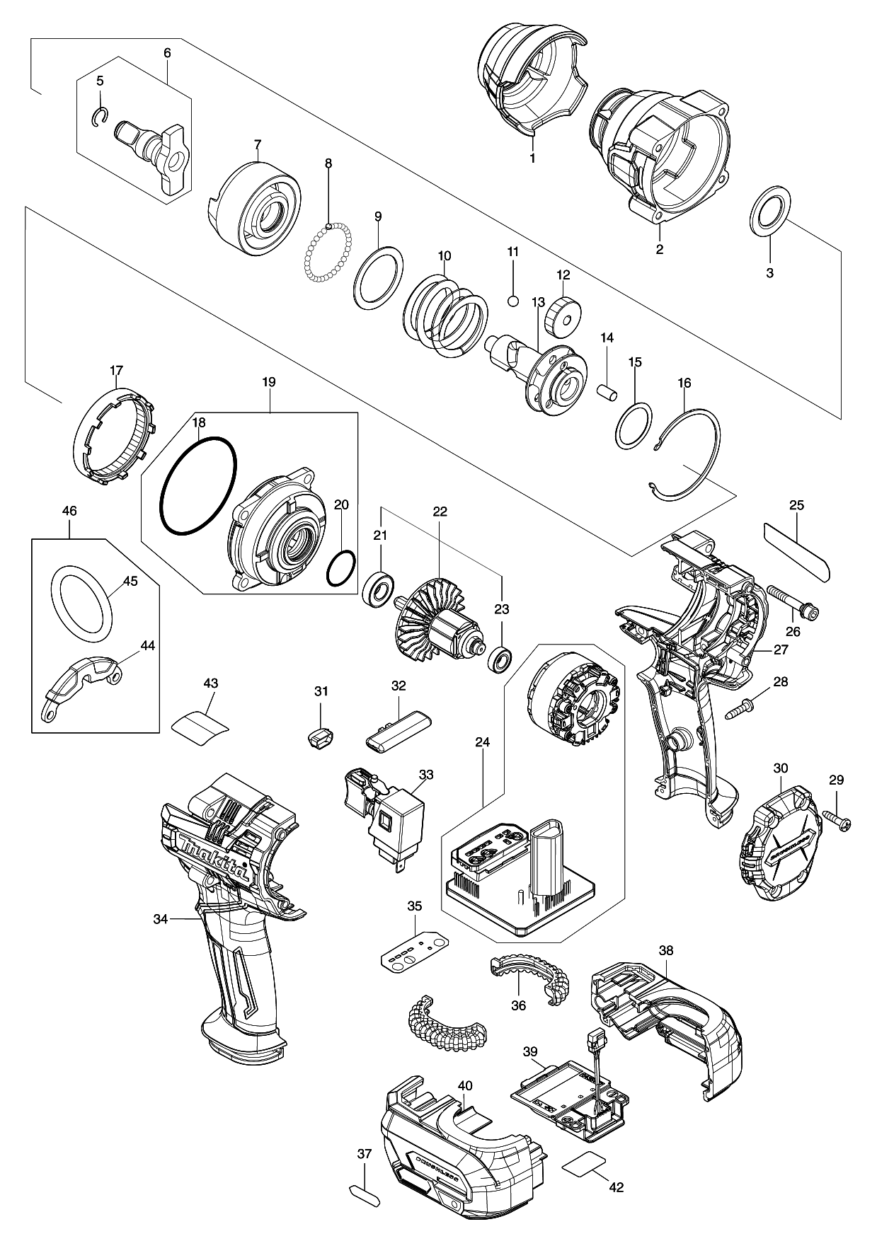 Makita TW007G parts diagram, sheet 1