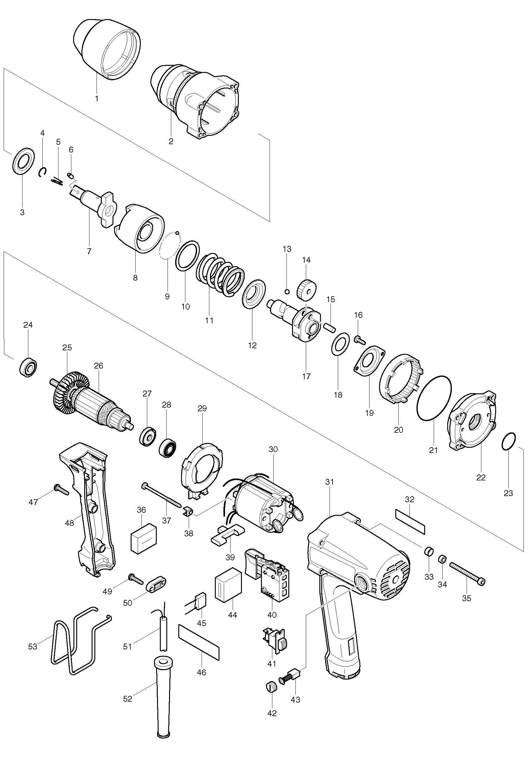Makita TW0200 parts diagram, sheet 1