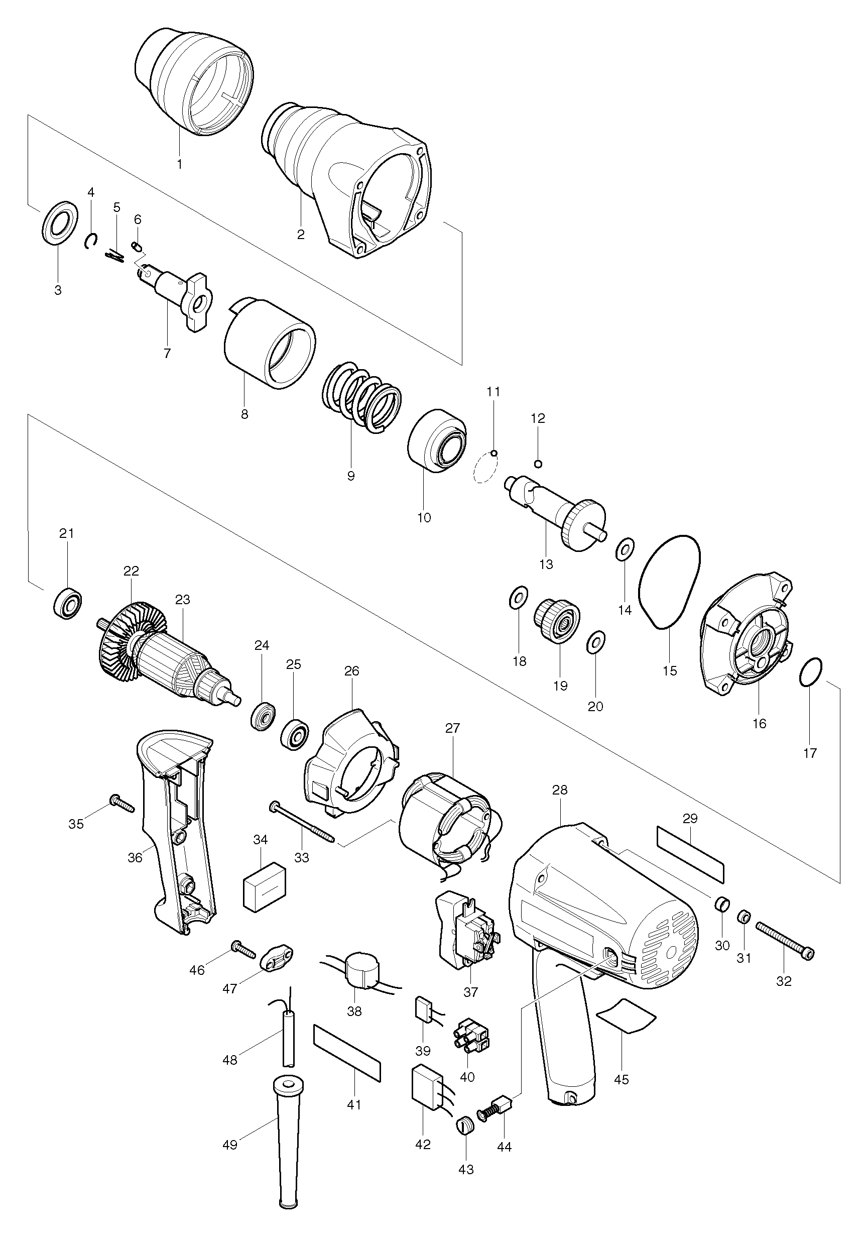 Makita TW0350 parts diagram, sheet 1