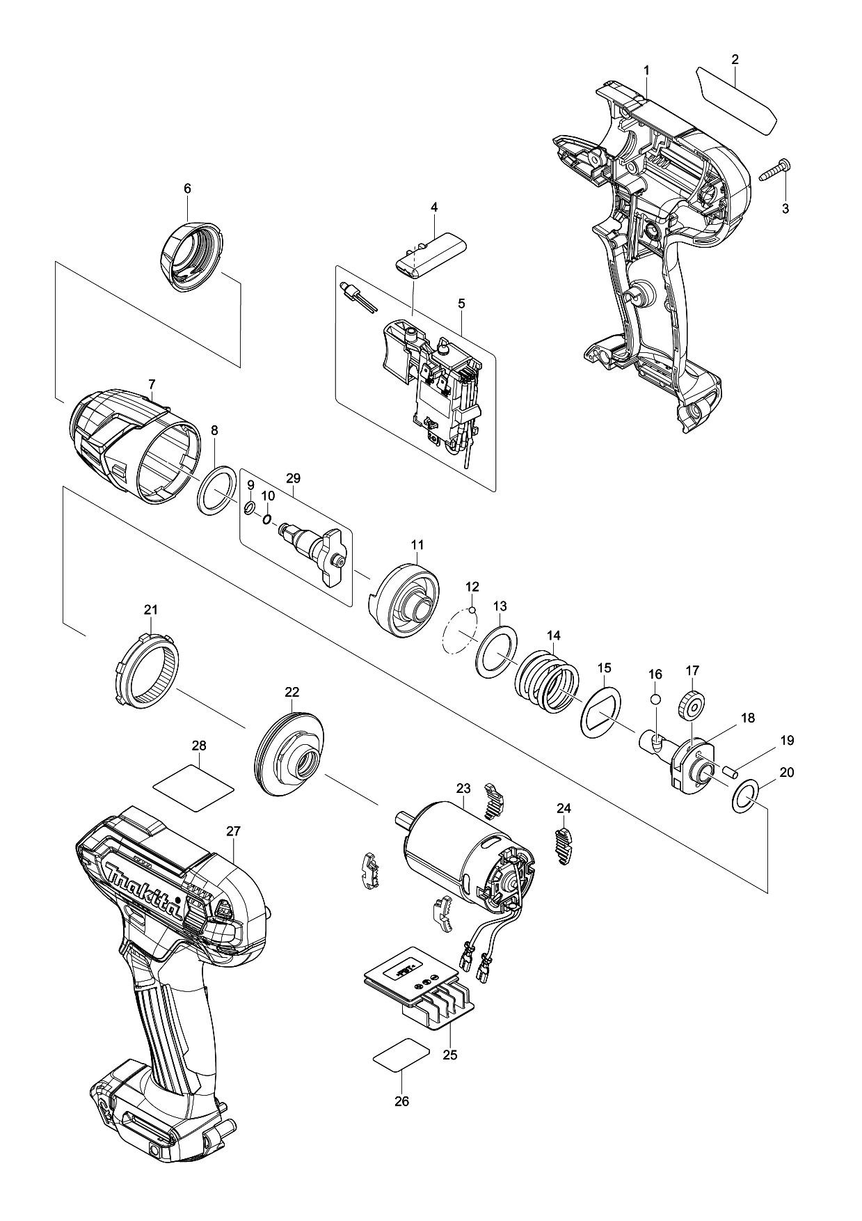 Makita TW060D parts diagram, sheet 1