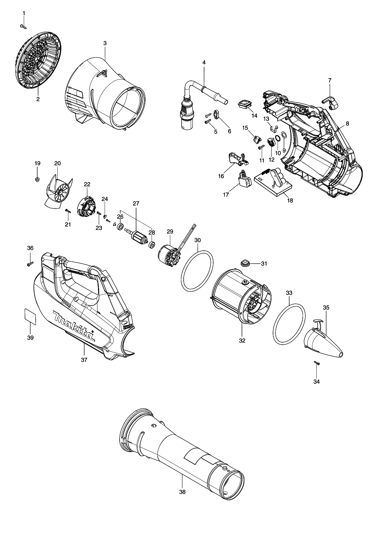 Makita UB001C parts diagram, sheet 1