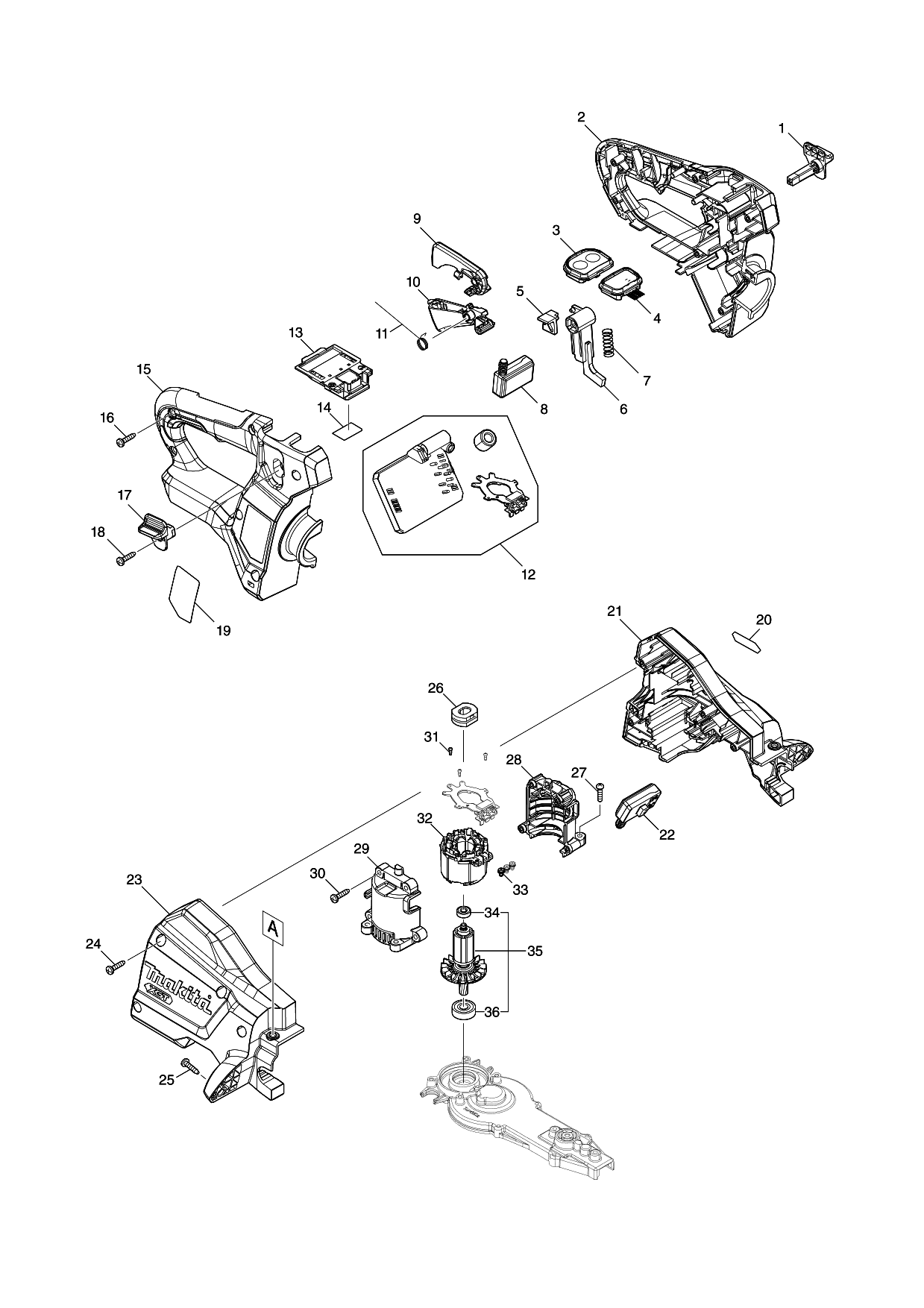 Makita UH006G parts diagram, sheet 1