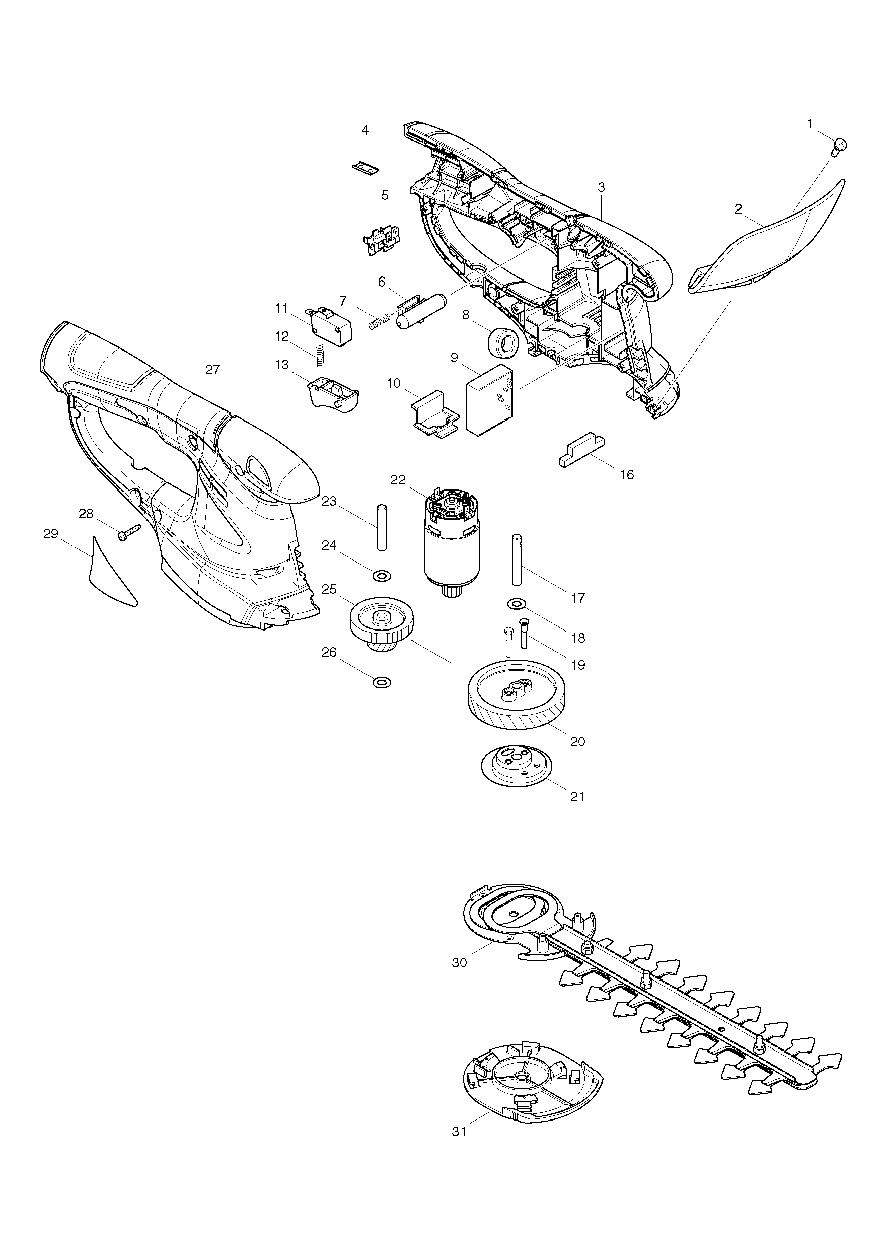 Makita UH200D parts diagram, sheet 1