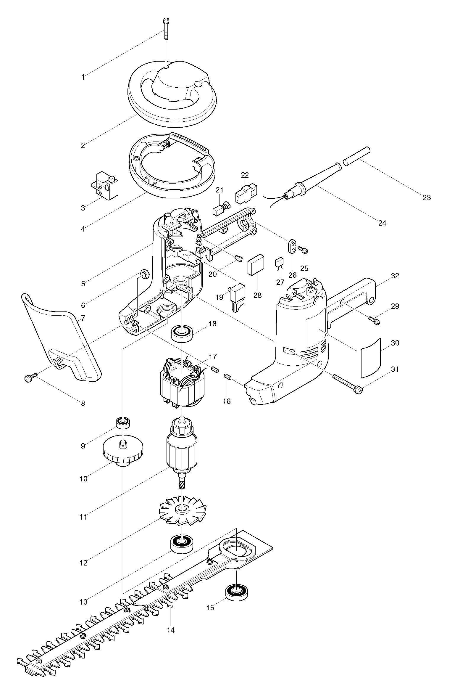 Makita UH4500 parts diagram, sheet 1