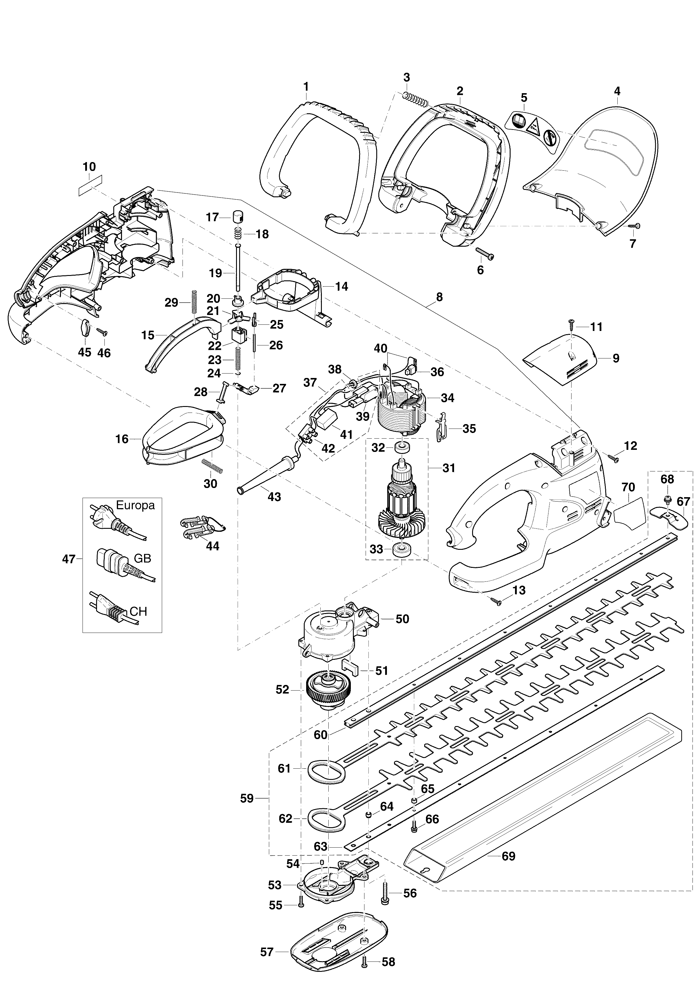 Makita UH5540 parts diagram, sheet 1
