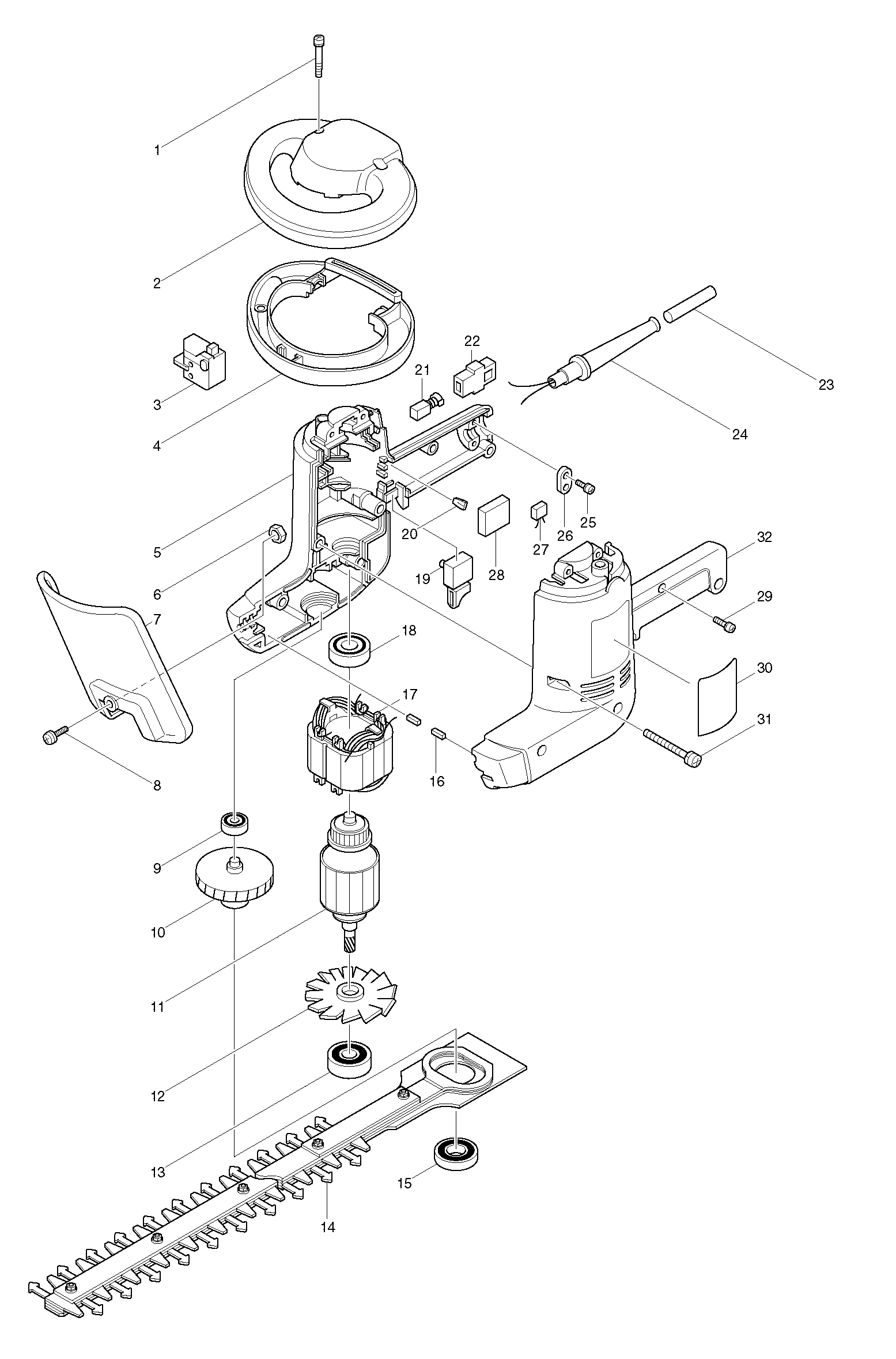 Makita UH6300 parts diagram, sheet 1
