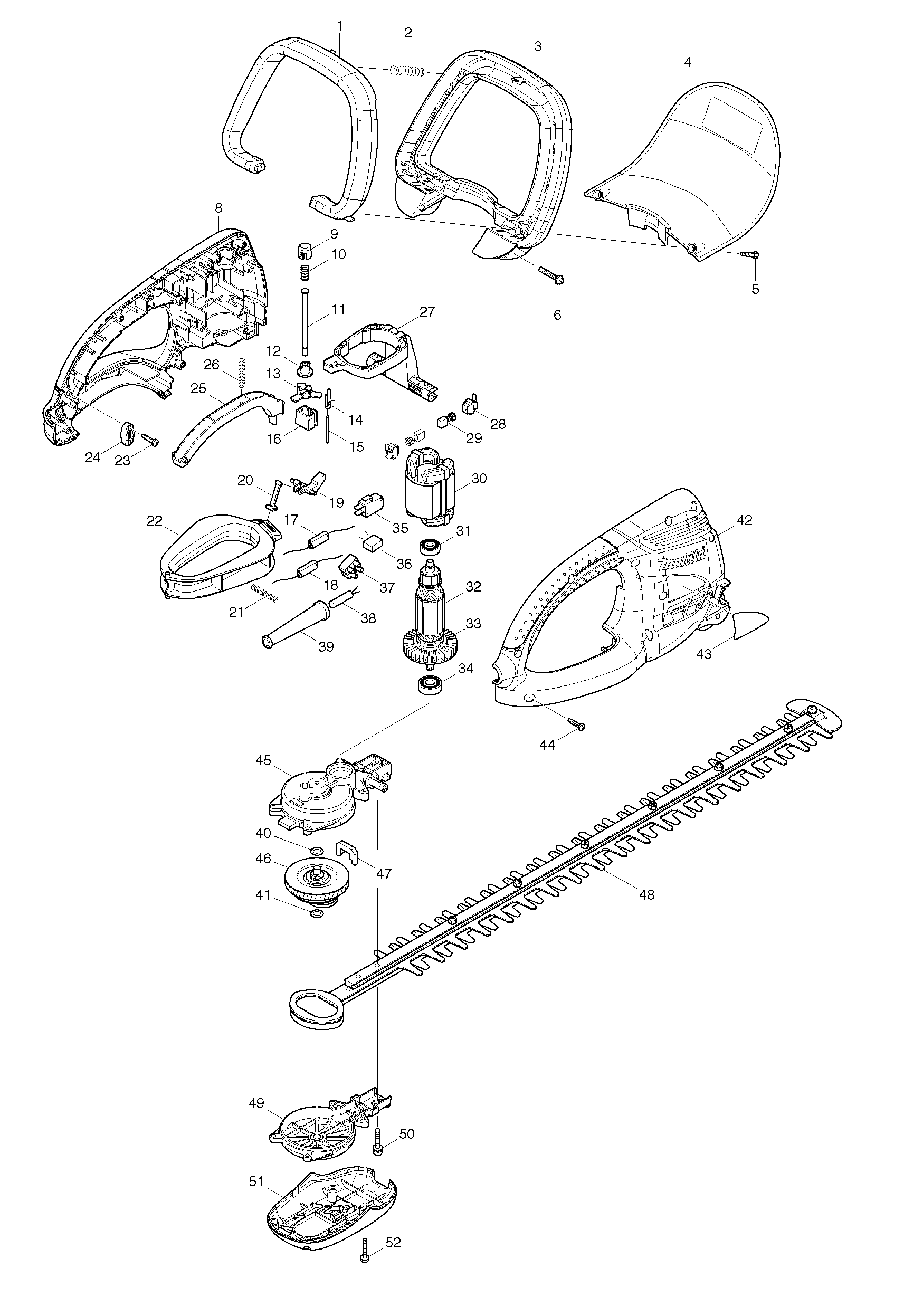 Makita UH6570 parts diagram, sheet 1